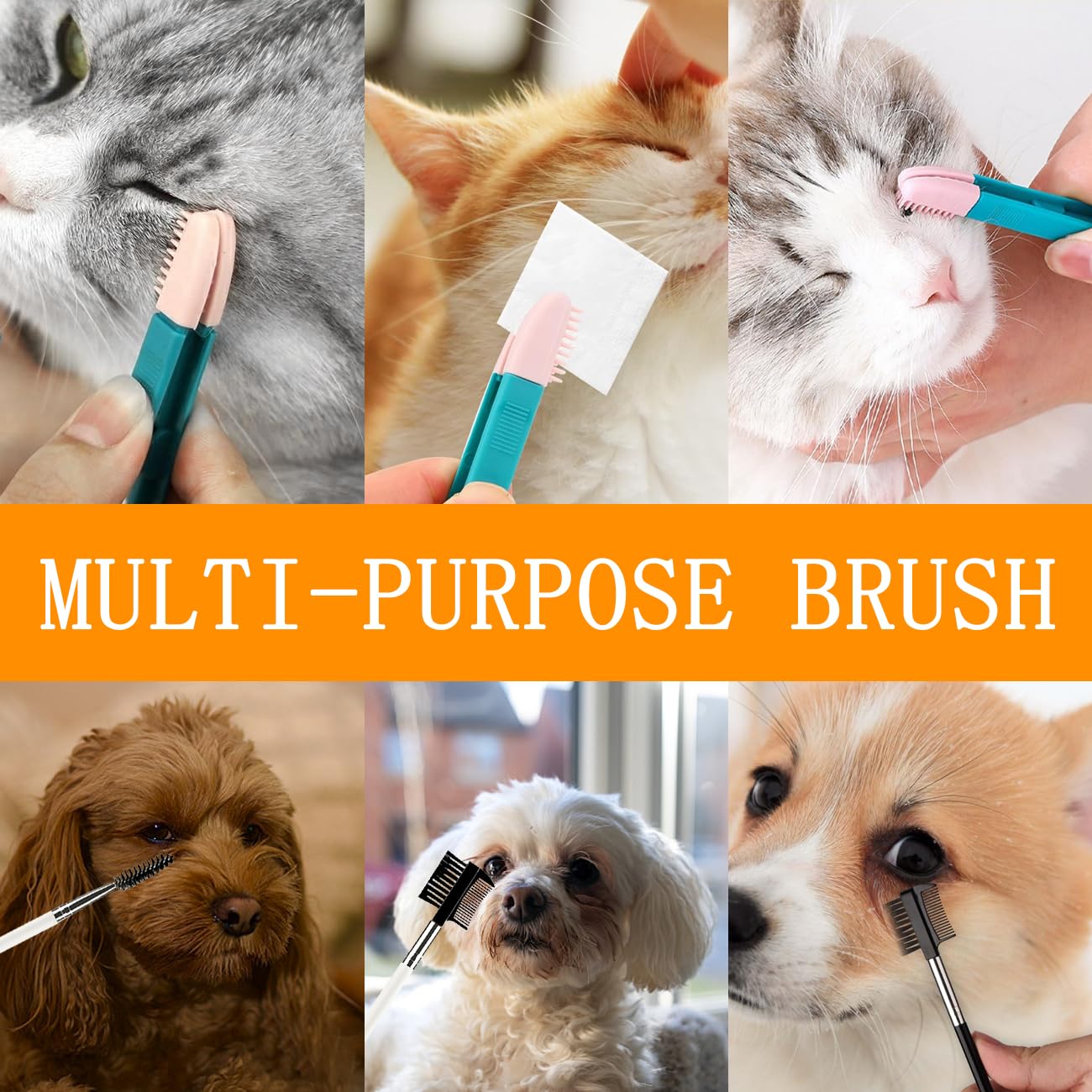 Dog Tear Stain Remover Comb 2 Pcs Double-Headed Pet Eye Comb with Soft Bristles - Image 2