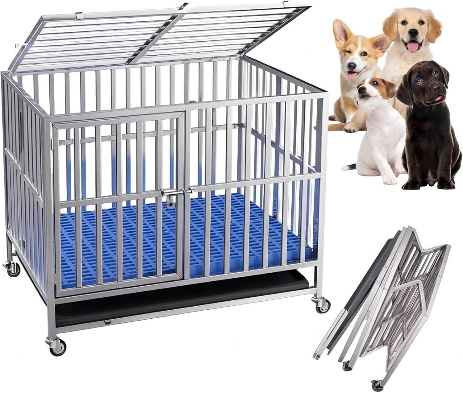Amazon.co.jp: TUIYIDUO 大型犬 ケージ ステンレス製 耐荷重250kg