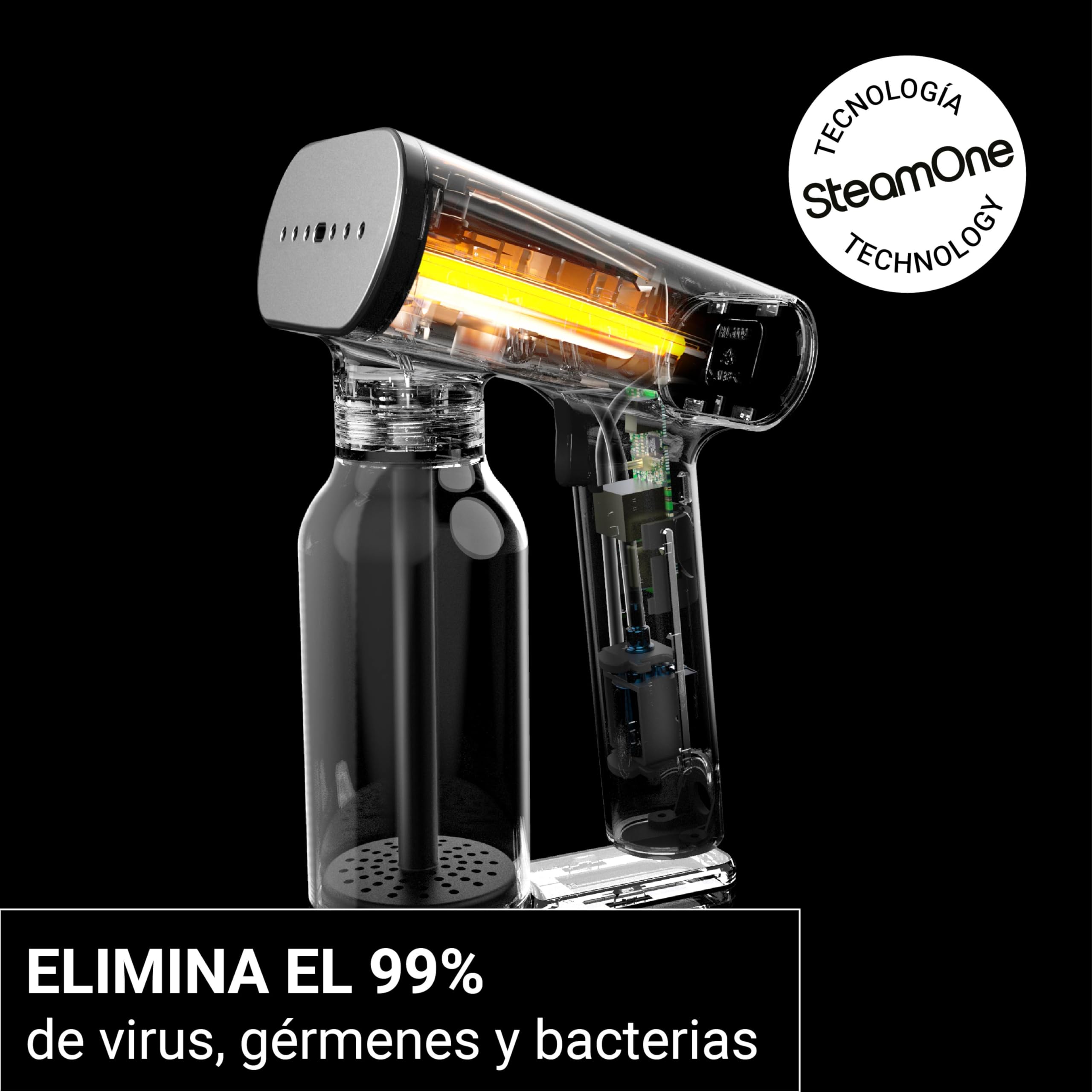 SteamOne Karl XL Vaporizador Portátil Steamer Negro 2000W - 400ml | Vaporizador Portátil Karl XL, 2000W, Depósito 400ml, 27min Autonomía, Listo en 30s, Sistema Antigoteo, EUXL400BV2