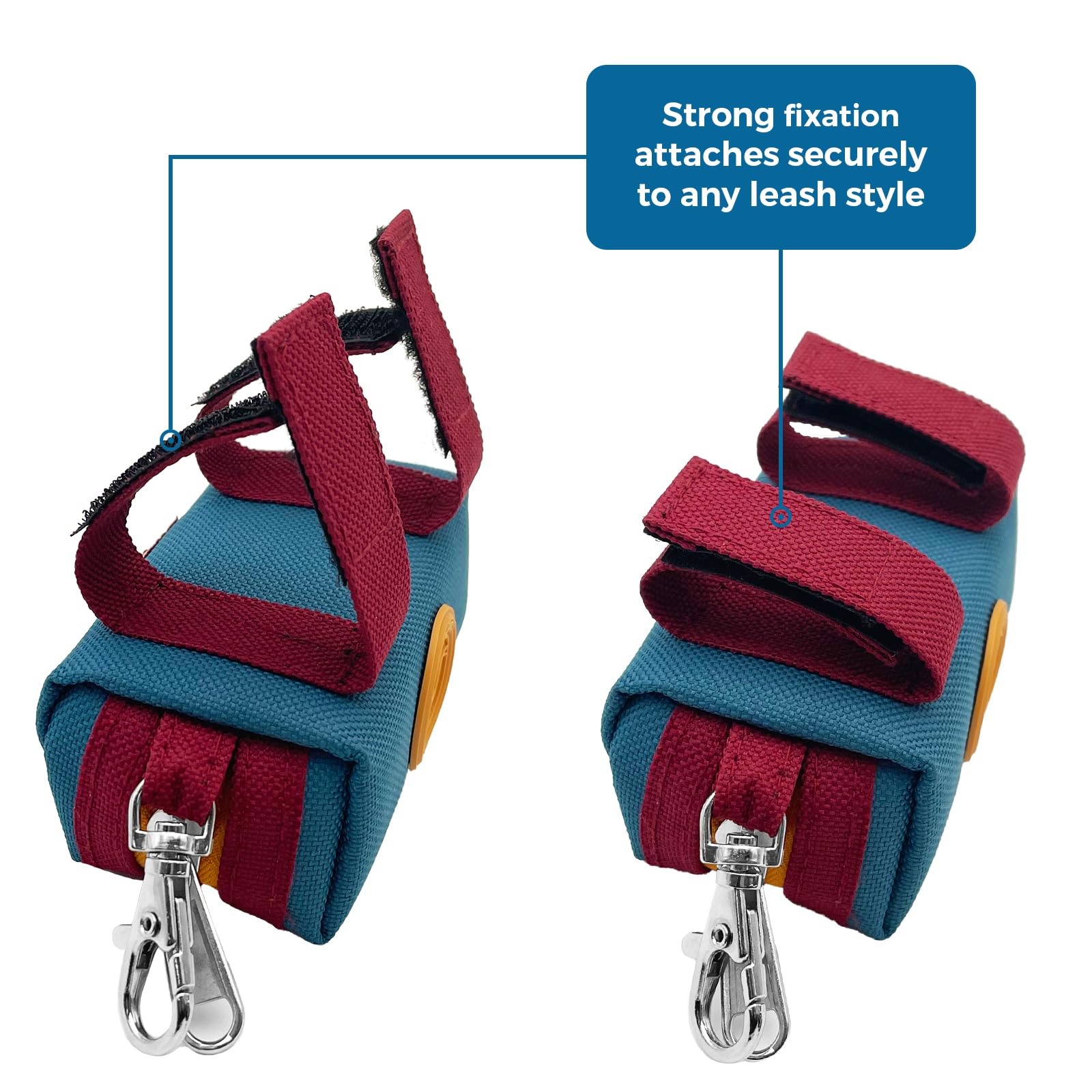 Soporte para bolsas de excrementos de perro, bolsa con cremallera, dispensador portátil de bolsas para excrementos de perro con 1 clip de metal, soporte de lona a juego para bolsas de basura