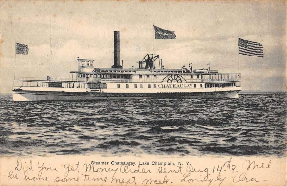 Lake Champlain New York Steamer Chateaugay Waterfront Antique Postcard K61435 at Amazon's