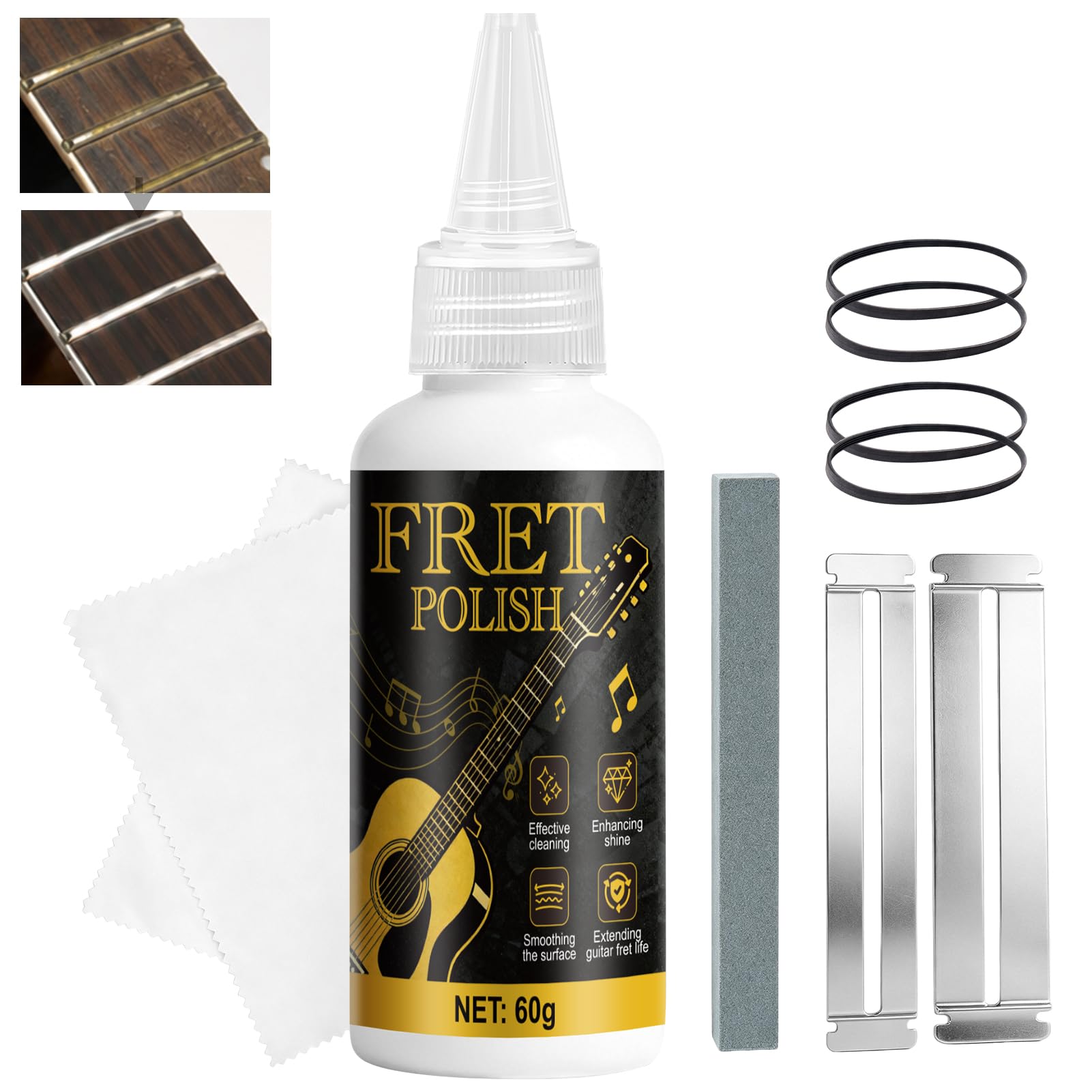 JAOJAO Fret Polishing Kit, Fret Polish Highly Efficient Deoxidation