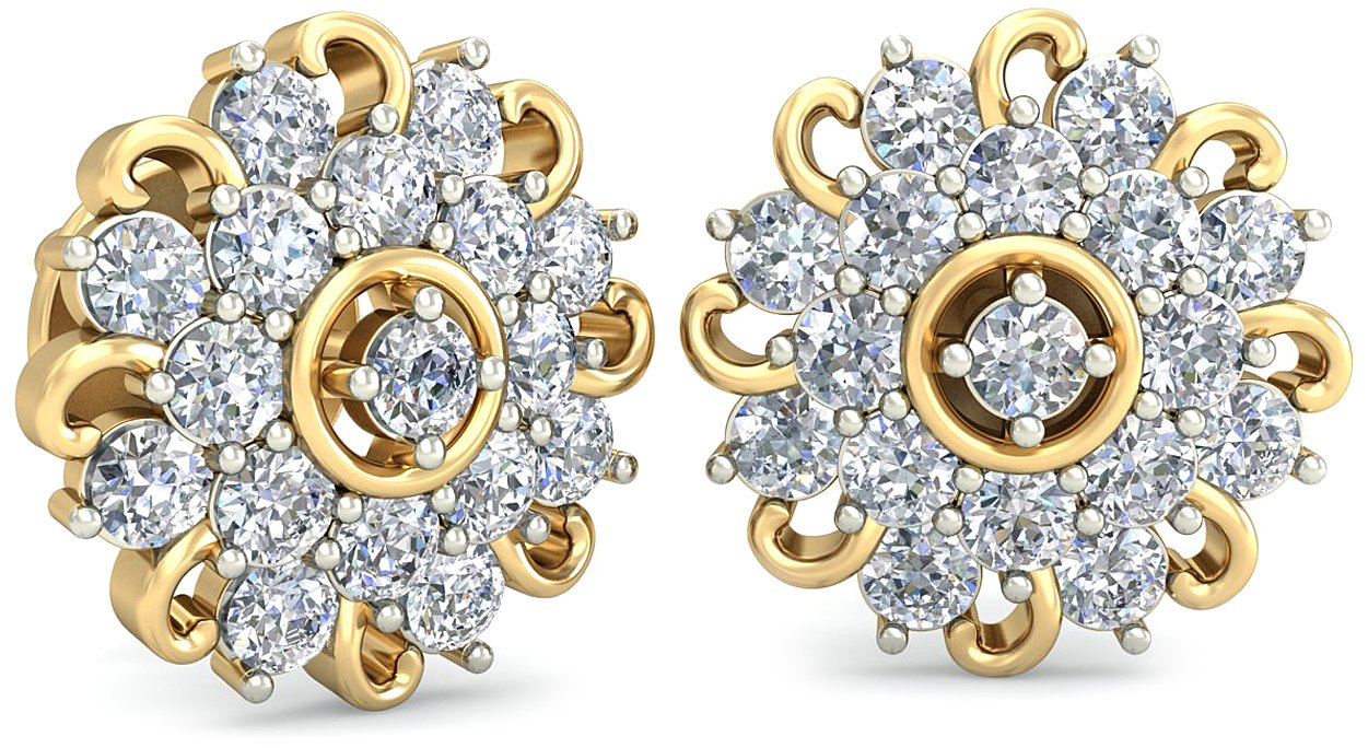 Aucent by PC Jeweller The Florentina 18KT Yellow Gold and Diamond Earrings