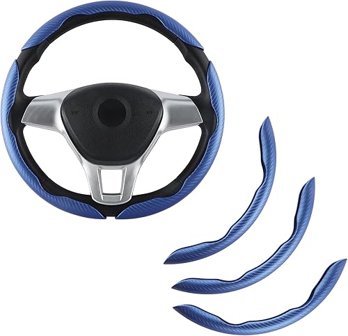 Amiss Funda antideslizante de fibra de carbono para volante de automóvil, protector segmentado para volante, cubierta de mariposa, protector