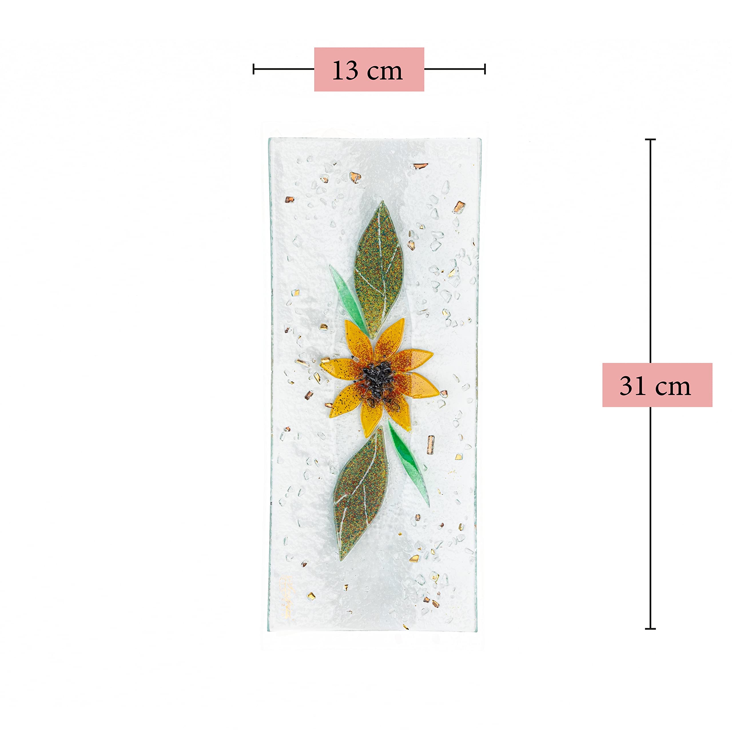 Sospiri Venezia Svuotatasca Piatto Soprammobile Decoro Floreale Vetro Murano Centrotavola Arredo Casa Idea Regalo Realizzato a Mano Made Italy (cm 30 X13 Rettangolare)