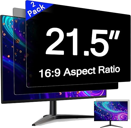 Pantalla antiespía para monitores, privacidad de visión lateral de 30° + antirreflejo, instalación a presión/adhesivo, compatible con Dell, HP,