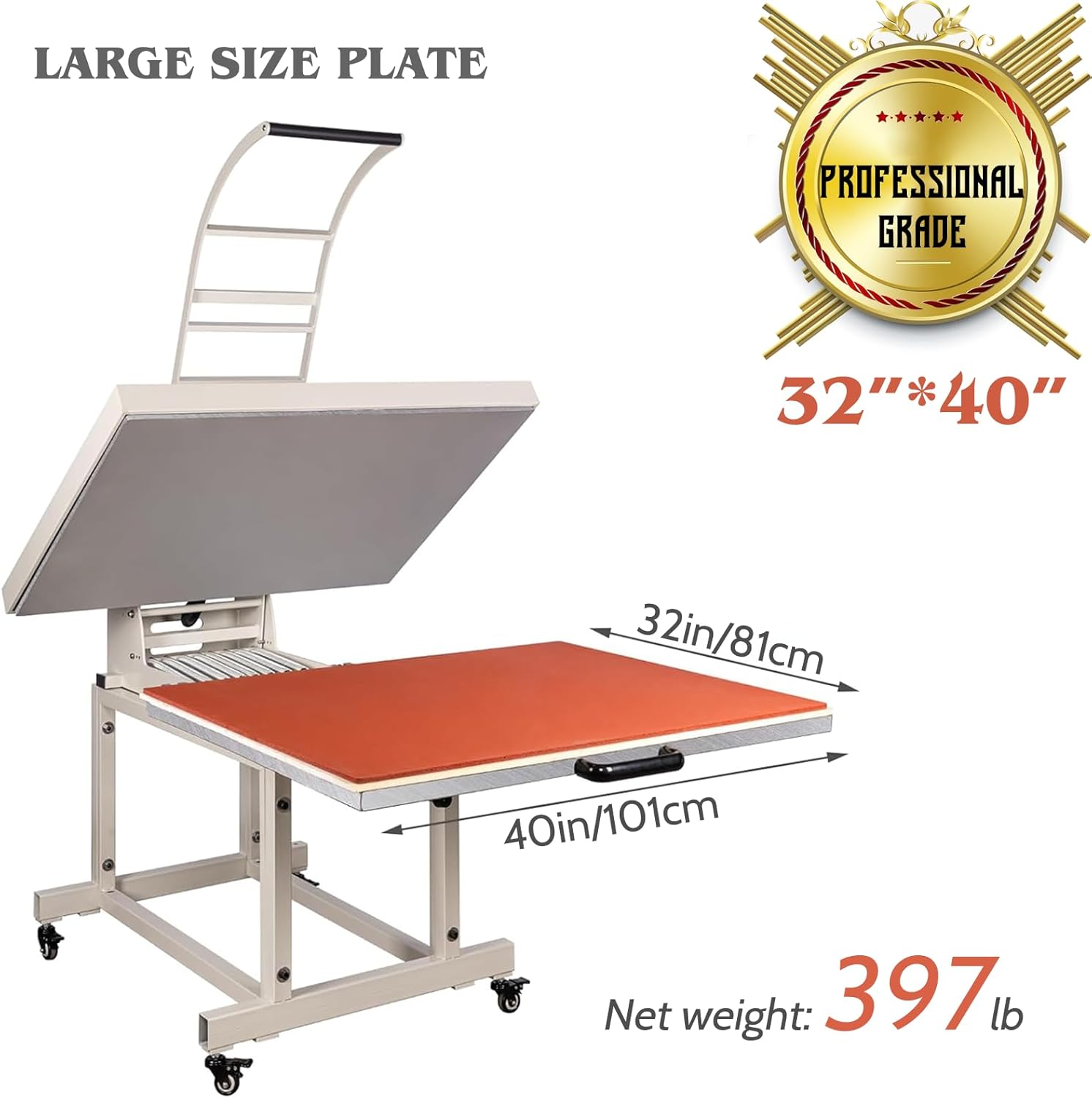 32x40 Inch Heat Press, 220V 8000W High Pressure Clamshell Heat Press Machine for Business, Large Professional Digital Control Heat Transfer Machine for Sublimation, Sliding Base Design