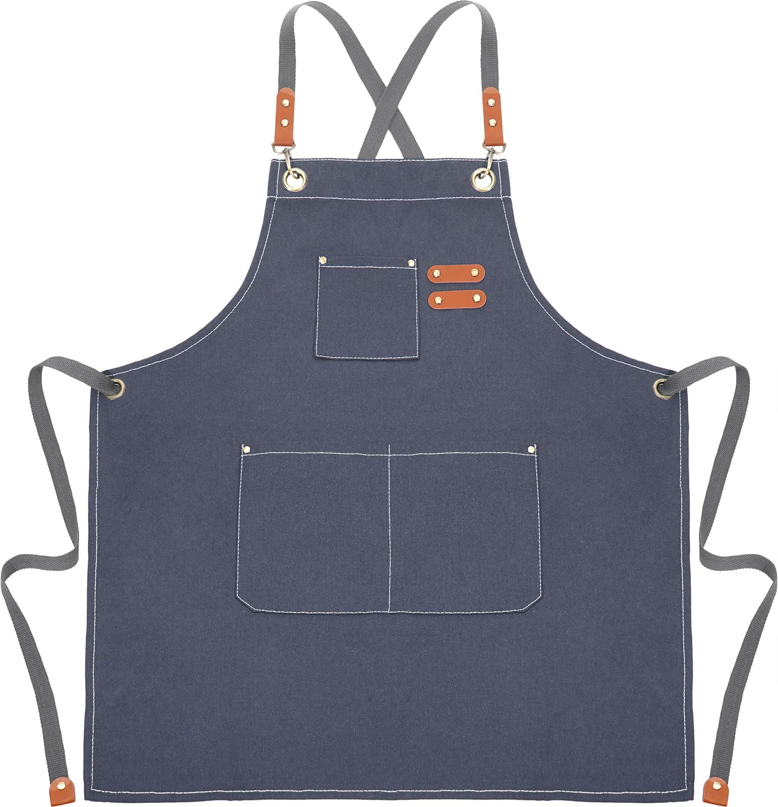 Liutufy Canvas Apron for Men Women Heavy Duty Chef Apron Adjustable