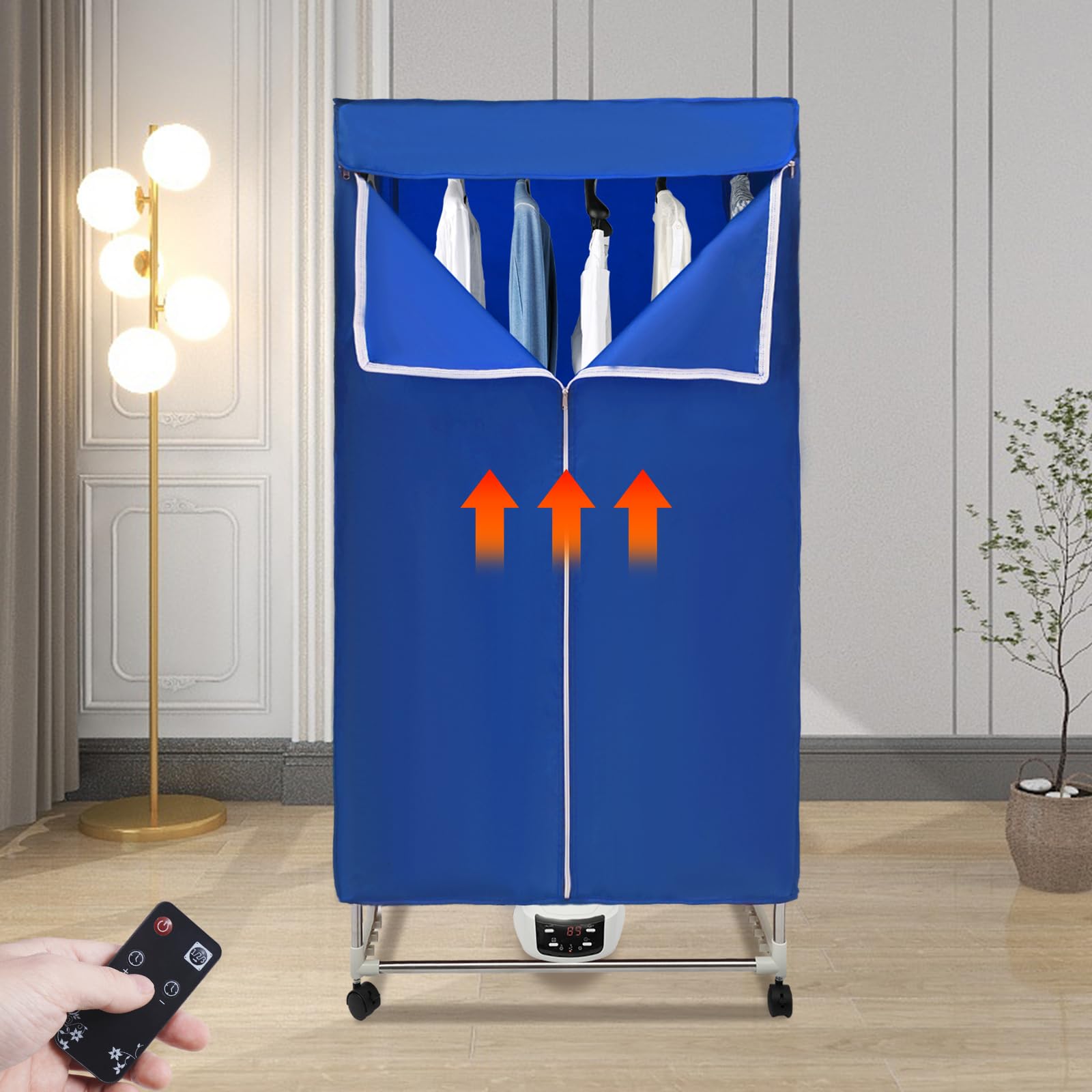 Tragbare Trockenmaschine mit Timer Klappbarer Trockner mit Fernbedienung Doppel Trockenschrank mit Räder 3 Geschwindigkeitsstufen Elektrischer Trockner/Rack für Zuhause