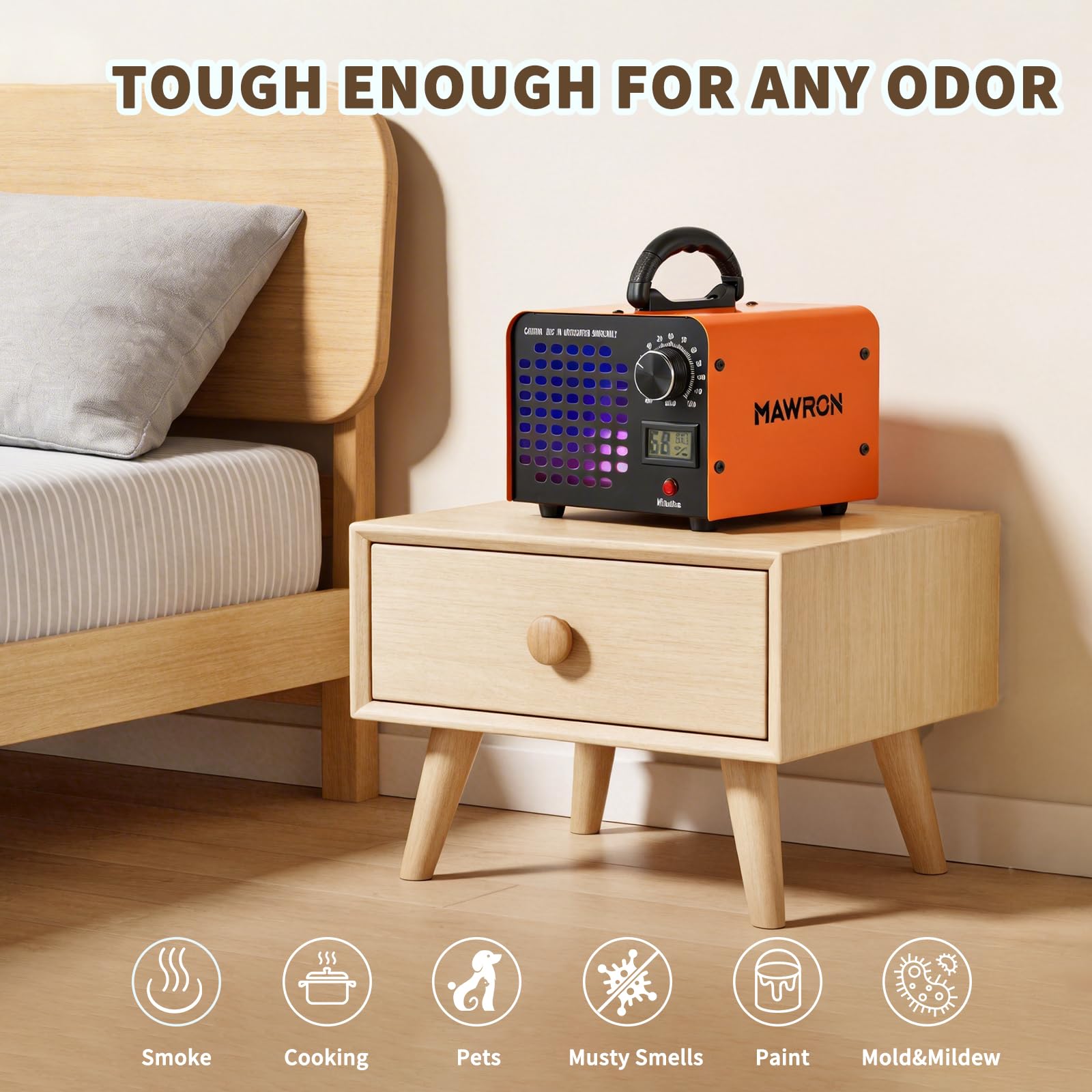 Generador de ozono 40000 mg/h, purificador de aire de ozono hasta 300㎡, temporizador de 120 minutos, ozonizador O3 para coches, garajes, apartamentos, hoteles, cocina y mascotas, limpieza de olores