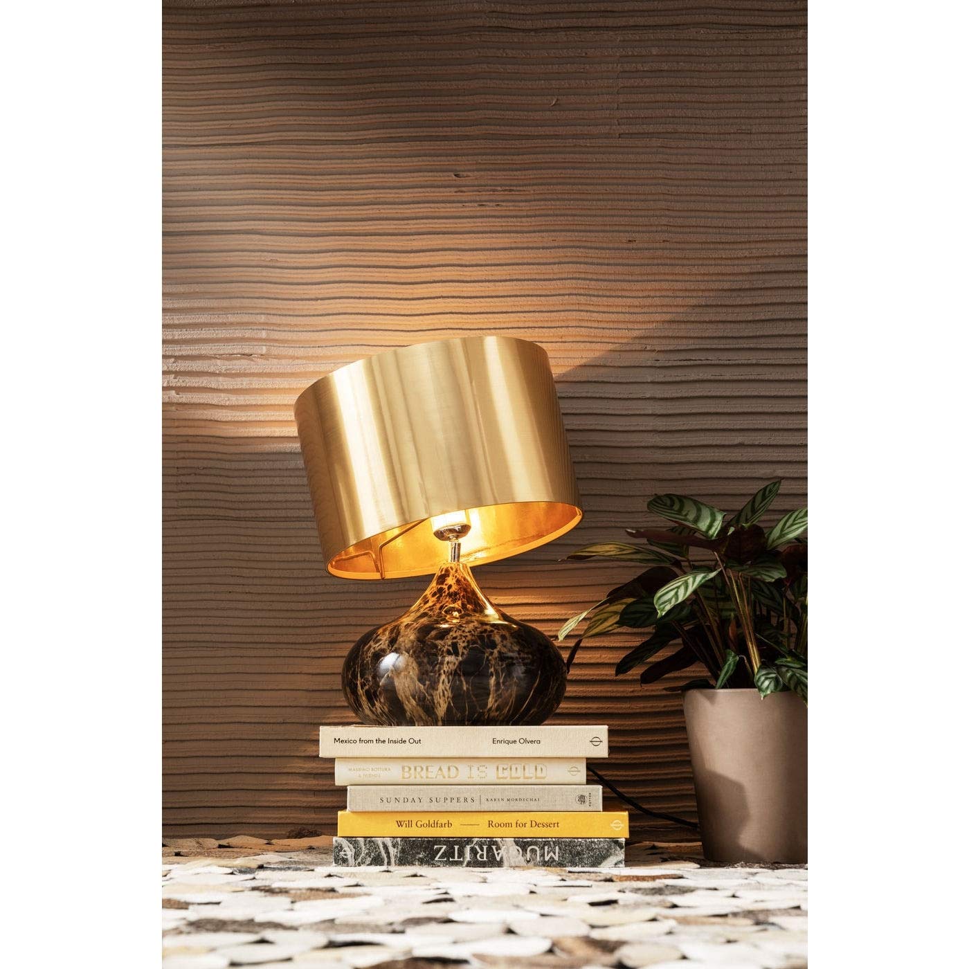 Kare Design Tischleuchte Mamo Deluxe, Braun/Gold, 41x30x30 cm, Tischlampe, Schreibtischlampe, Nachttischlampe, Edel, Leuchtmittel nicht inklusive, Wohnzimmer