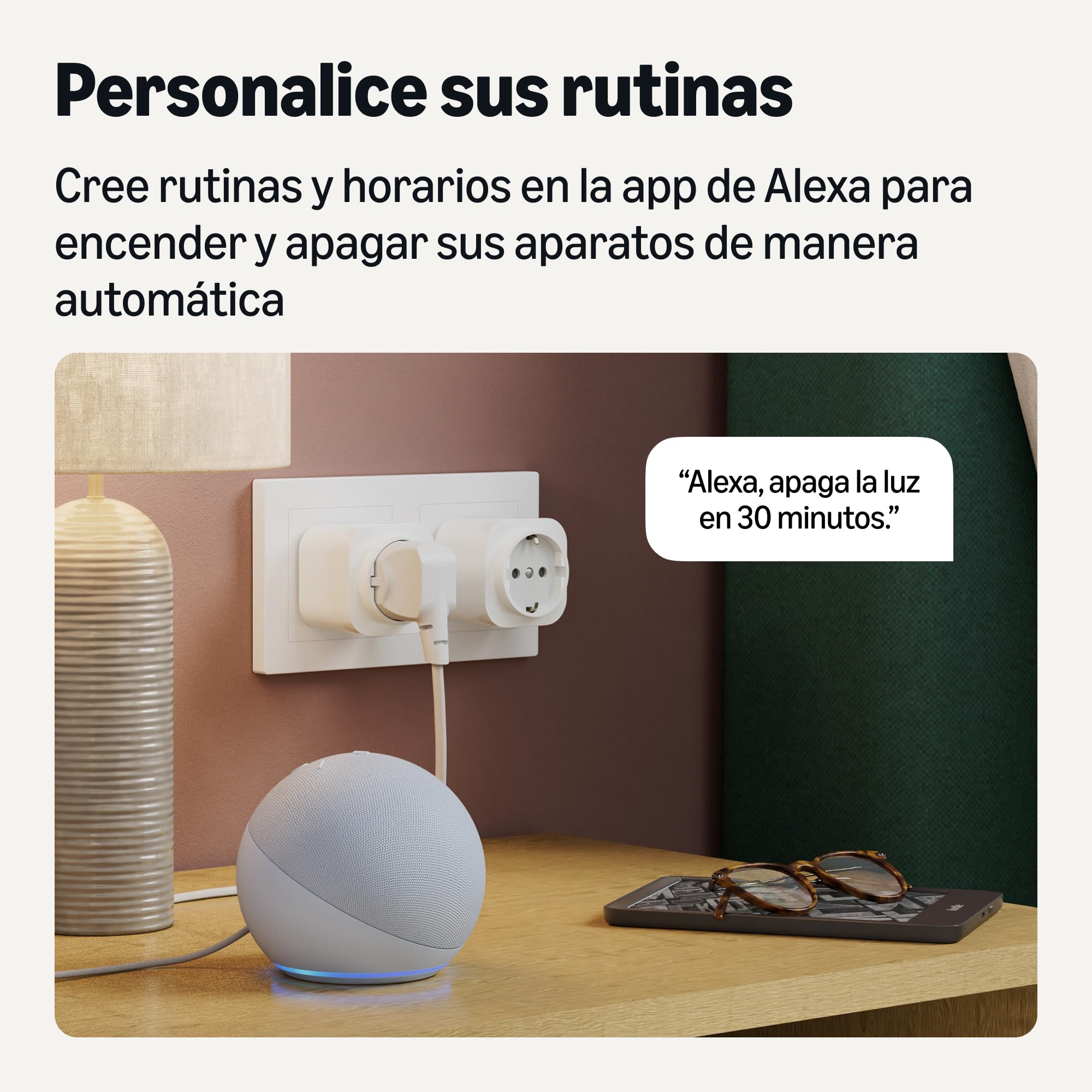 Amazon Basics Enchufe inteligente de una toma para interiores, solo para uso con Alexa, paquete de 1, color blanco, EU