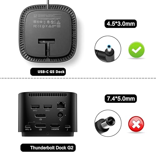 Miniatura 5 de Cargador de 120 W 6.15 A 710415-001 L41856-001 para HP USB-C Dock G5 5TW10UT 5TW10AA 5TW10AA #ABB 5TW10UT#ABA USB-C/A Universal Dock G2 5TW13AA HP