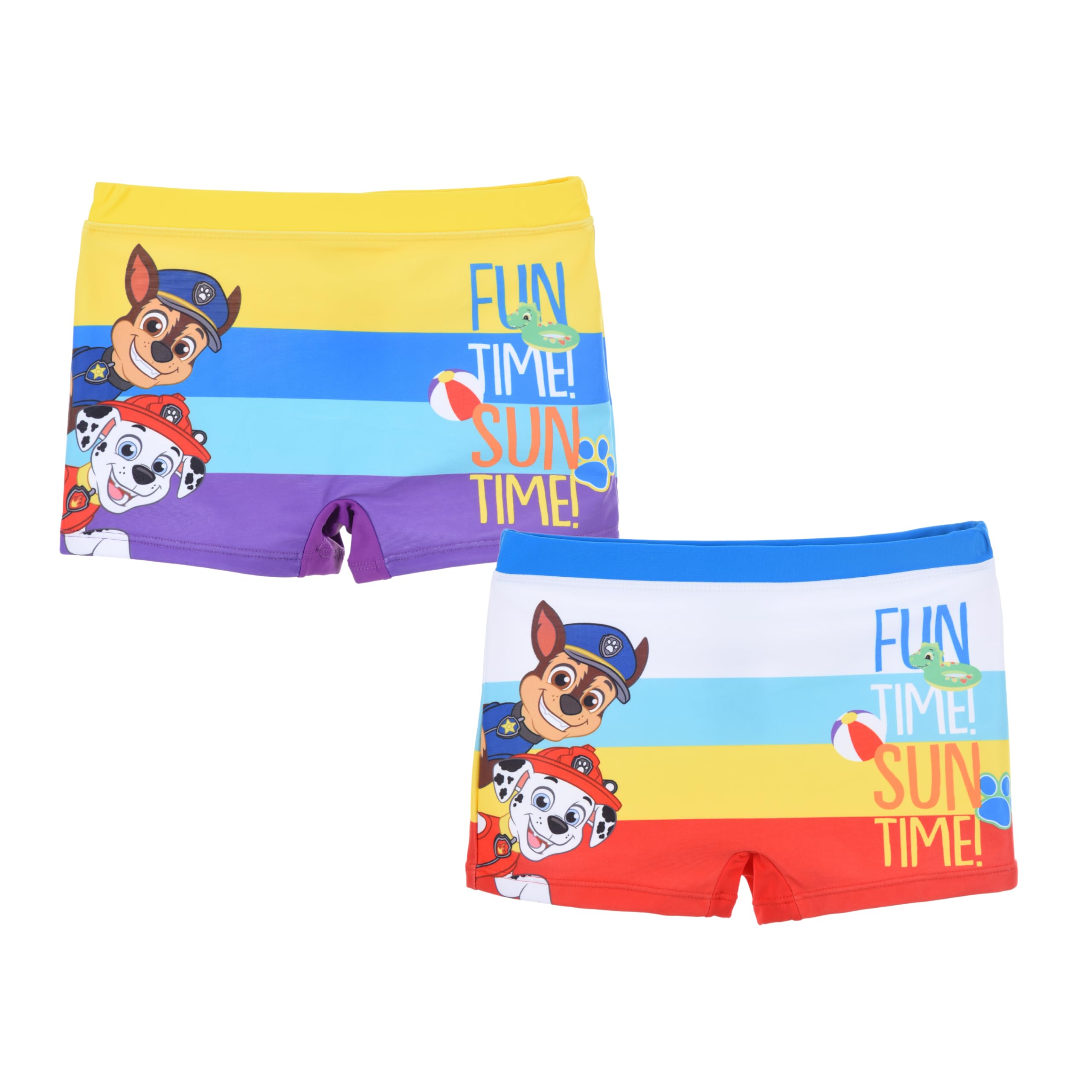 Paw Patrol Boys Multicoloured 2 Pairs Boxer Swim Shorts Chase And Marshall Swimming Trunks For Sizes 3 To 8 Years, 8 Years