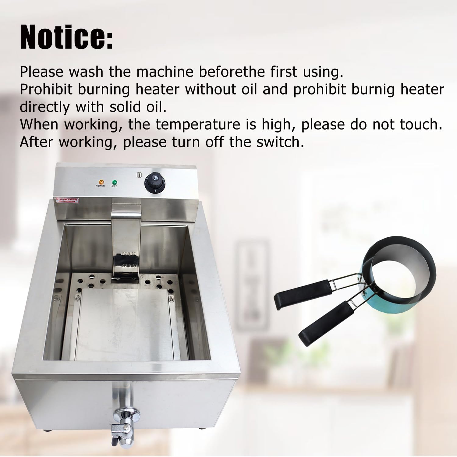 Deep Fryer Funnel Cake Fryer Stainless Steel Hopper Cake Fryer 110V for Funnel Cake Doughnuts Fried Food