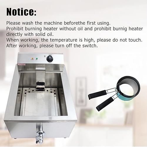 Miniatura 5 de 110V embudo poco profundo industrial torta freidora acero inoxidable monocilindro con 2 anillos