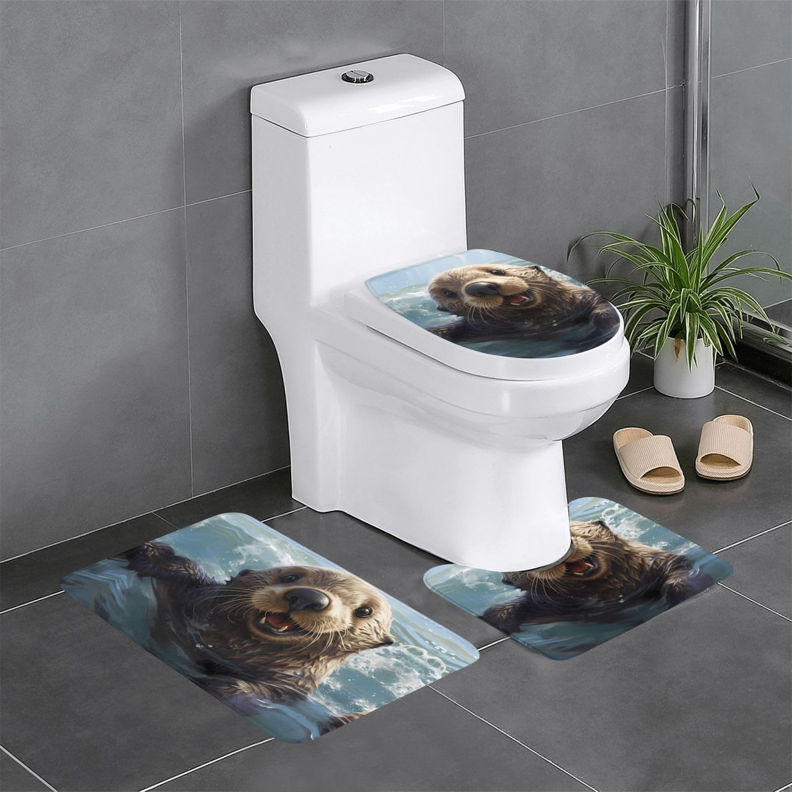 Tapis de bain motif loutre de mer antidérapants séchage rapide