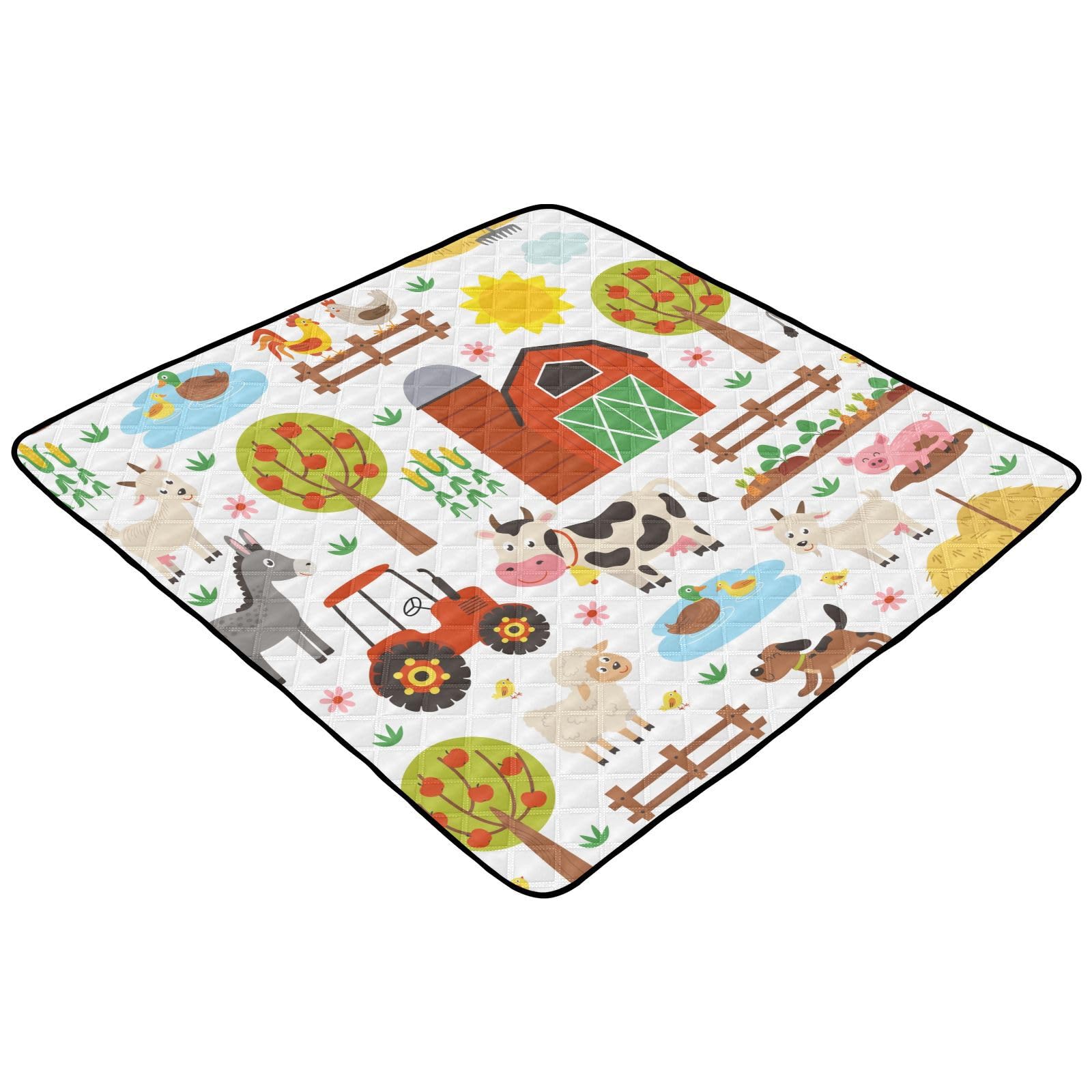 GOODOLD Farm Animals Baby Play Mat 50x50 Inch One-Piece Soft Crawling Mat Waterproof Playmat with Non-Slip Bottom for Babies, Toddlers, and Infants
