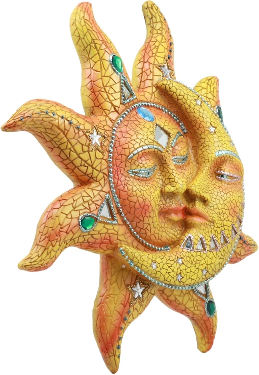 Vibrant Mosaic Sun and Moon Wall Decor with Glass Accents