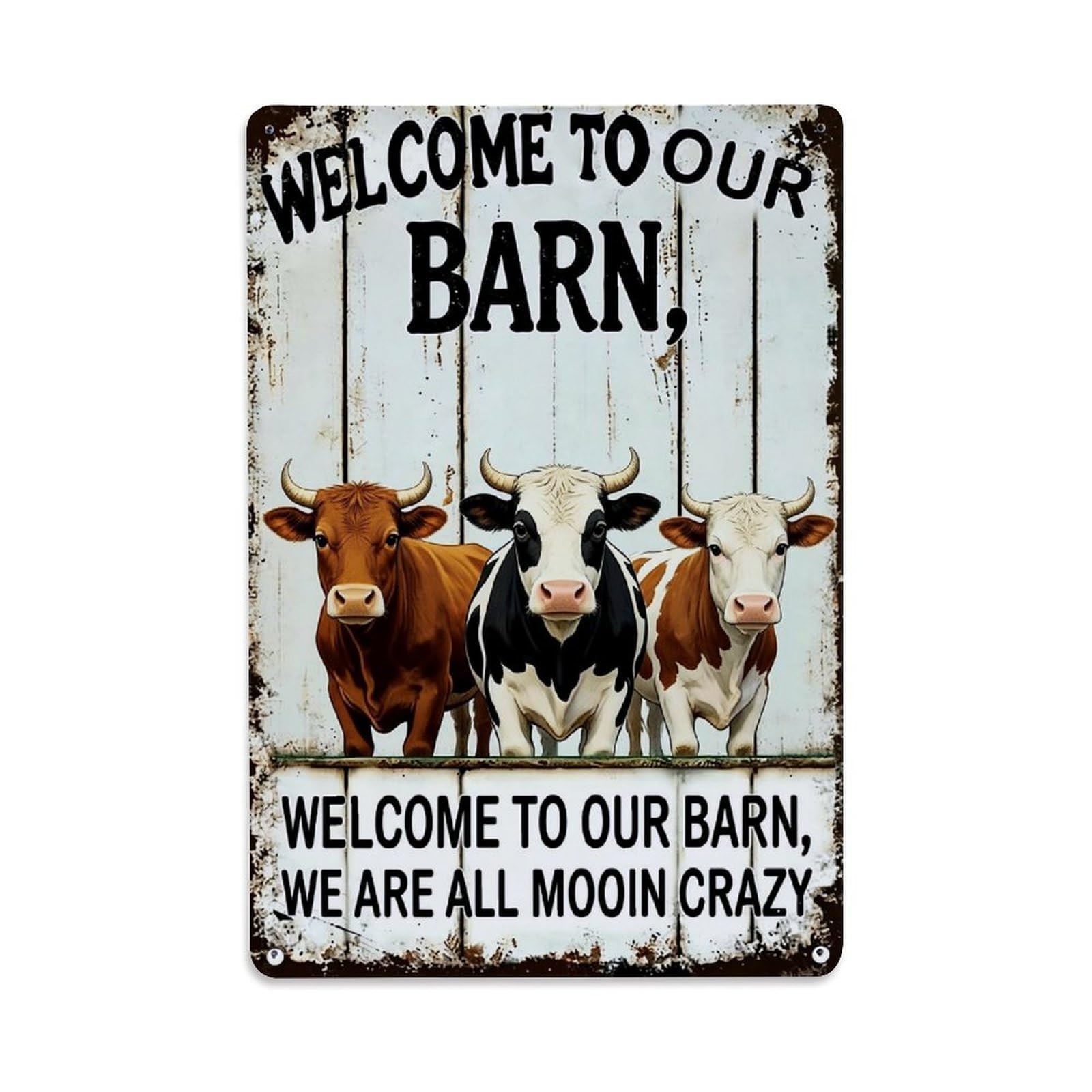 Nestemfo Vintage Welcome To Our Barn Cows Tin Sign Metal Sign, Living Room,Bar, Home, Bedroom Wall Decor,Retro Metal Poster 8X12 Inches
