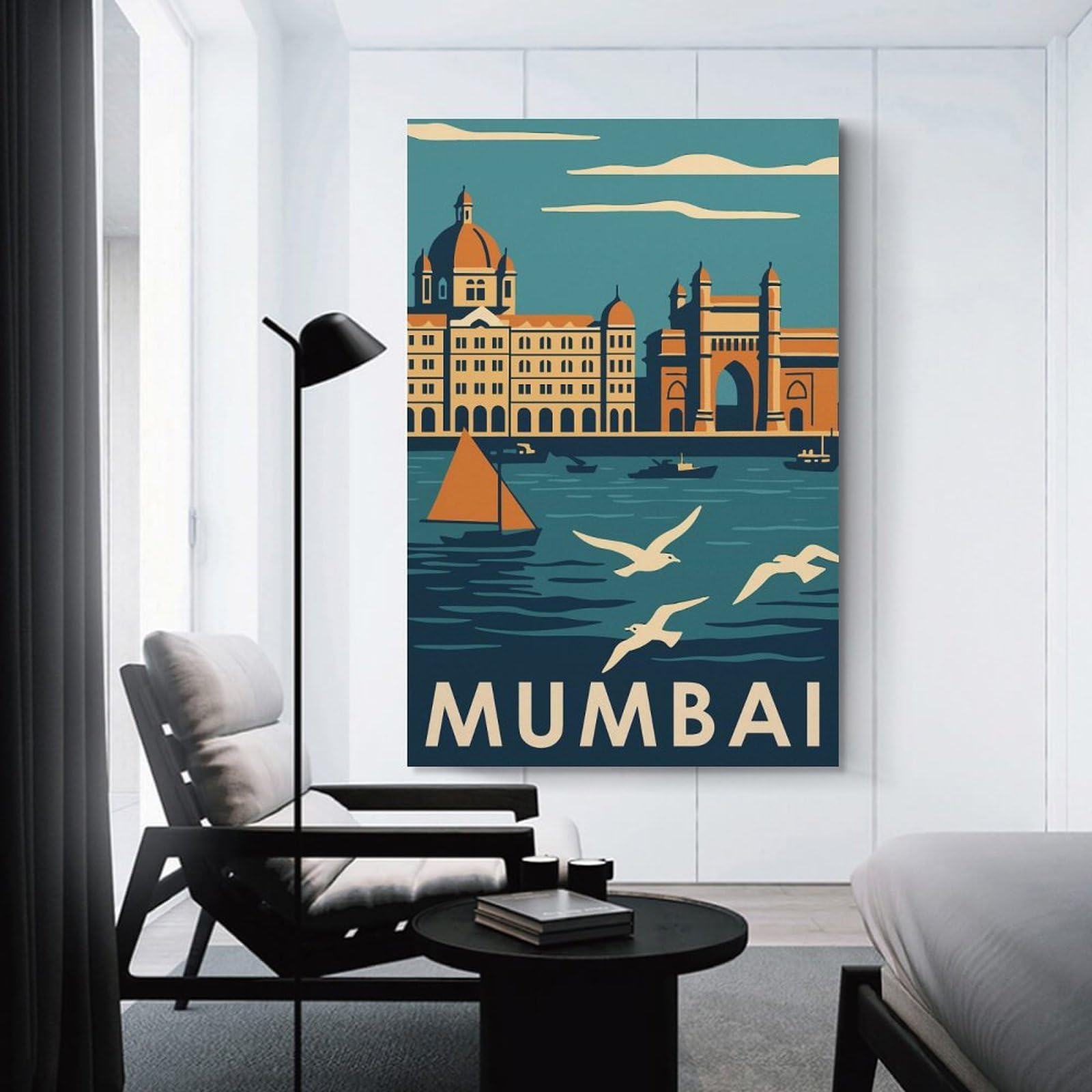 Junmoney Decorative Canvas Print Mumbai Travel, 20x30inch(50x75cm), for Home Office, Desk Area Or Studio, Home Office Artwork with Decorative Appeal