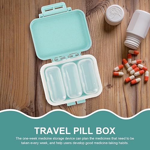 Miniatura 5 de Healvian Caja organizadora de pastillas pequeña, 3 unidades, bolsillo de viaje, extraíble, 3 compartimentos, portátil, diario, mini pastillero para