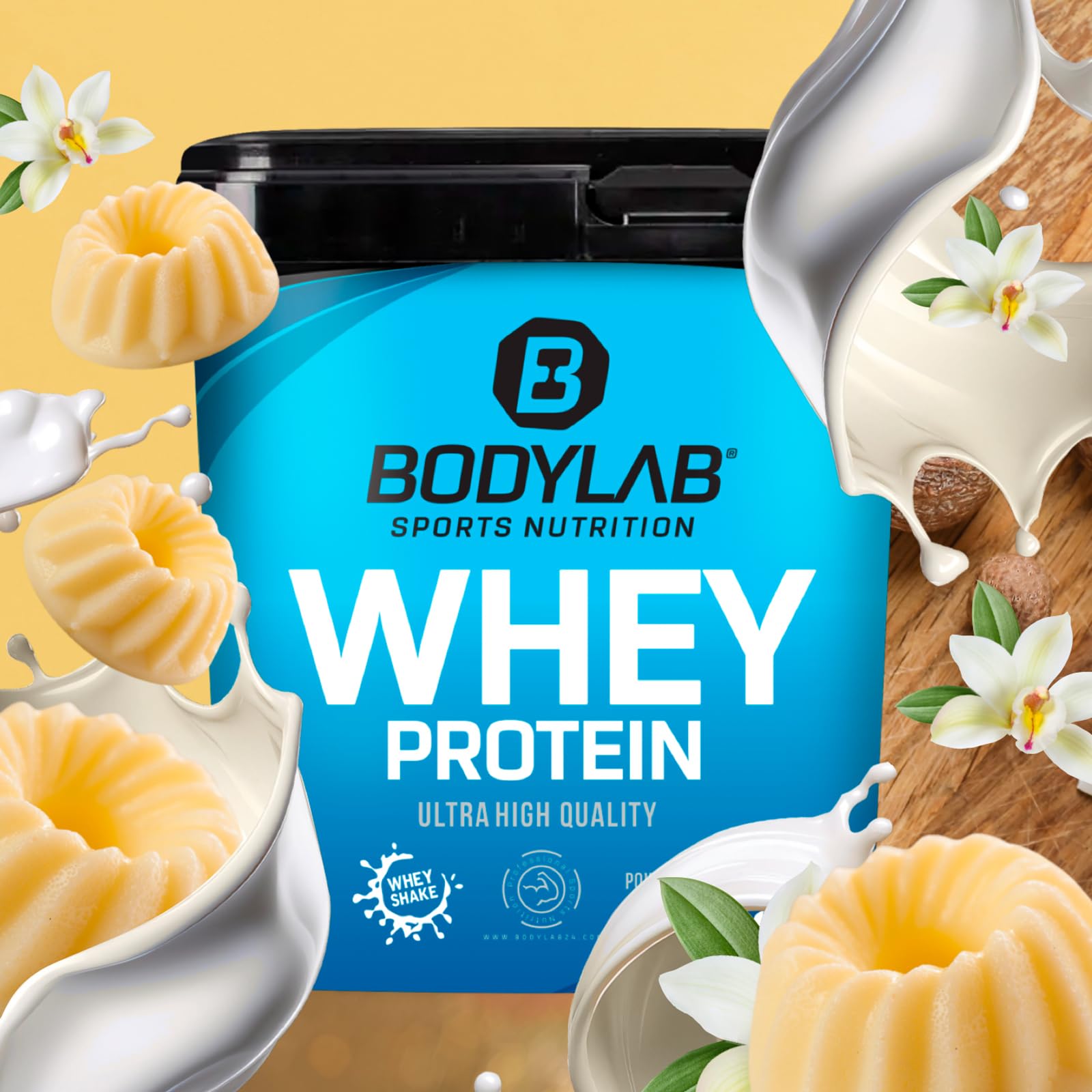 Bodylab24 Whey Protein Pulver, Vanilla Pudding, 2kg | Bis zu 24 g Protein pro Portion, hochwertiges Molkenprotein, perfekt löslich, ideal für Protein Shakes rund ums Training