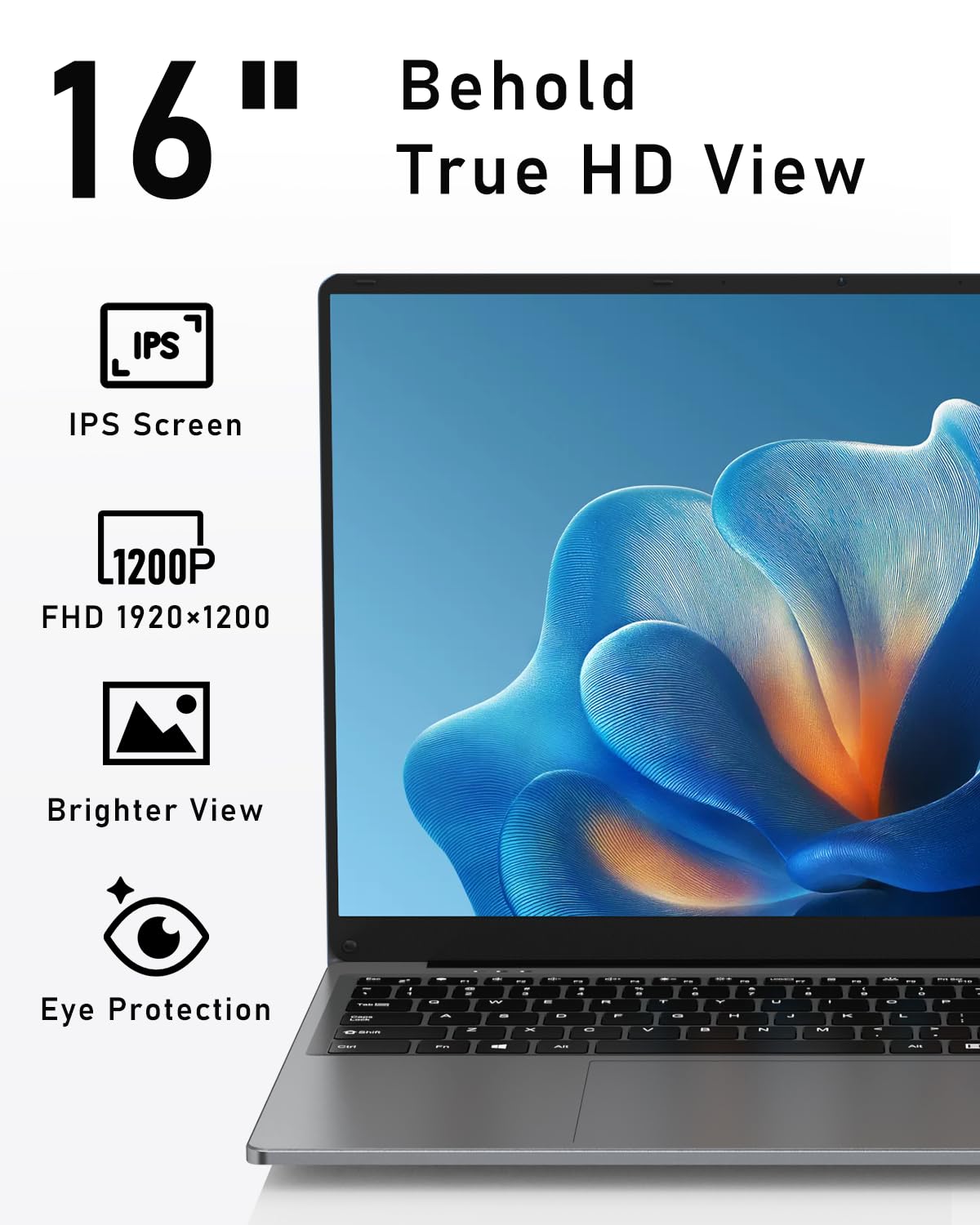 FUNYET 2025 PC Portatile 16'' Celeron N150 Core 3.6GHz Laptop 16 GB RAM 1 TB SSD Win 11 Pro 6000mAh Battery Notebook FHD 1920×1200 USB 3.0 BT 5.0 WIFI 5 HDMI Tastiera Retroilluminata-Grigio Spaziale