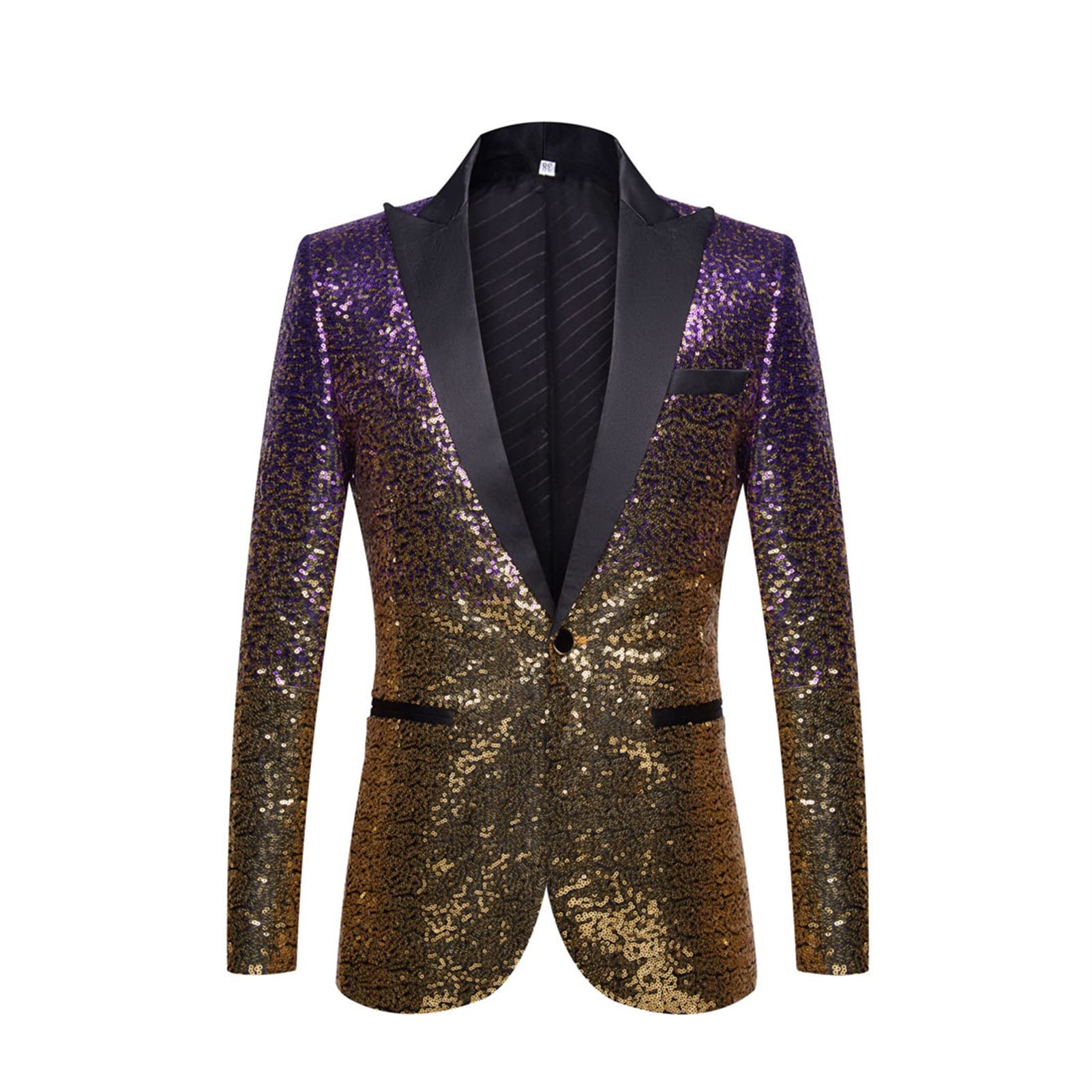 Men Shiny Sequins Suit Jacket Blazer One Button Luxury Party Tuxedo Weddings Dinner Prom Shiny Banquet Sport Coat (Purple,X-Small)