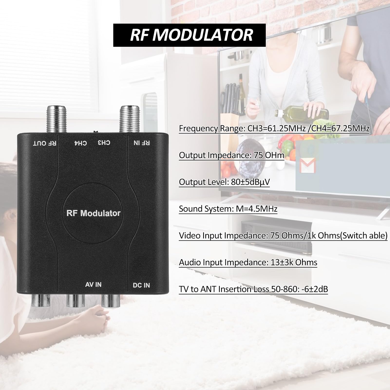 Amazon.co.jp: ERYUE RF 変調器 AV から RF コンバーター NTSC CH3/CH4
