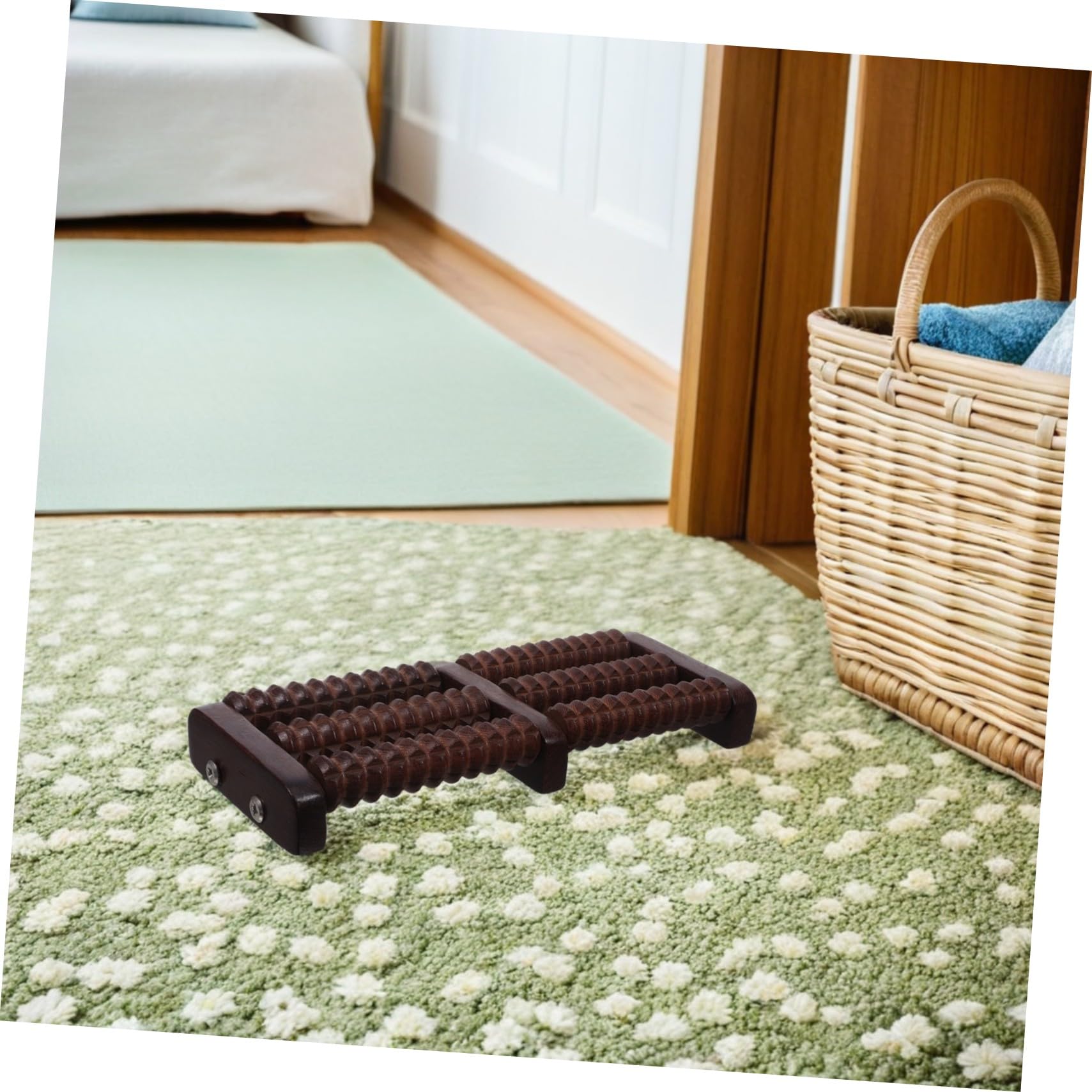 GALPADA Rodillo Masajeador de Pies de Madera Natural Masaje Relajante de Fascia Plantar con Varias Ruedas Portátil para Uso Casa Oficina y Viajes Adecuado para Hombres Mujeres y Personas