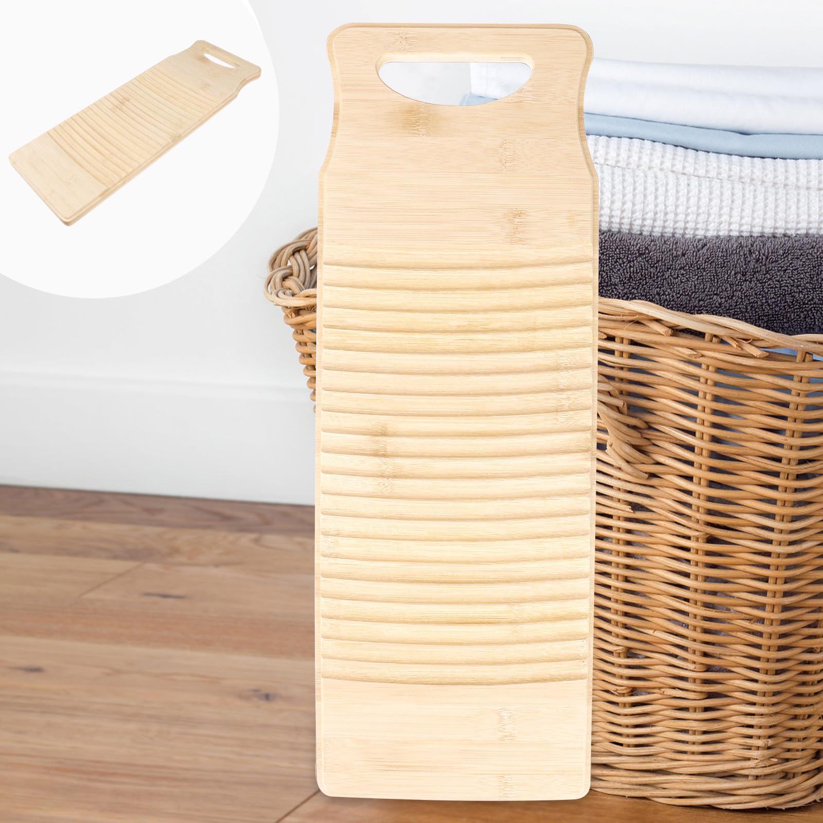 ASSE da Lavare in bambù Antiscivolo 50X18X1,8 CM Tavola da Bucato Robusta per Lavanderia e Pulizia a Mano