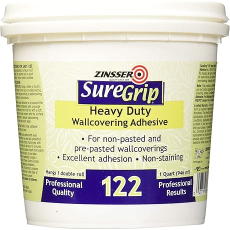 Zinsser 69384 SureGrip 122 Heavy Duty Wallcovering Adhesive for a Smooth Painting...