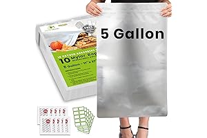 10-Pack Food Safe 5 Gallon Mylar Bags with Oxygen Absorbers