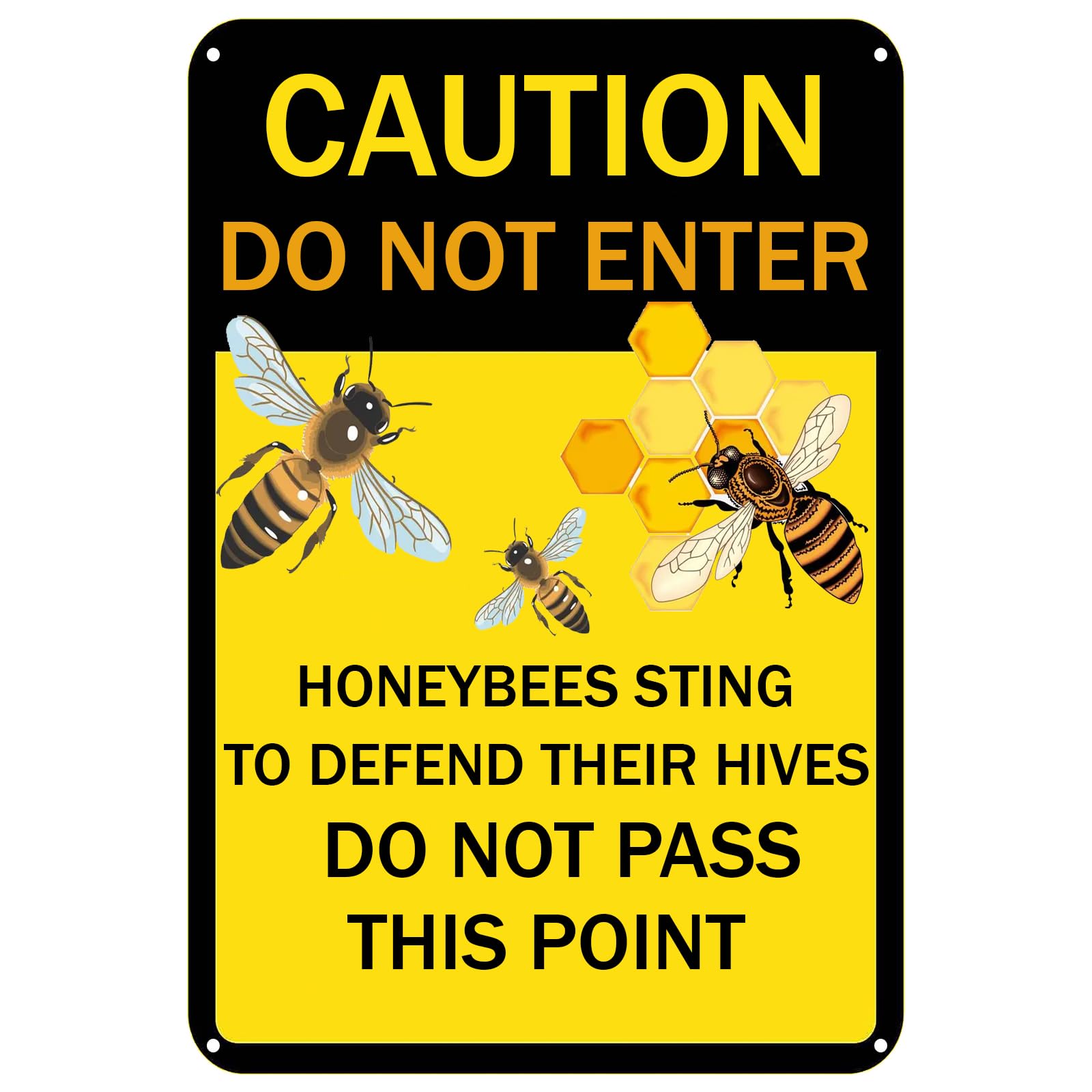 SMAZDFXX Caution No Trespassing Honeybees Sign,Caution Danger DoEnter Honeybees Man Cave Decor Warning Metal Signs,Bee Farm Tin Sign for Home Garden Yard Farmhouse Farm 8"x12"