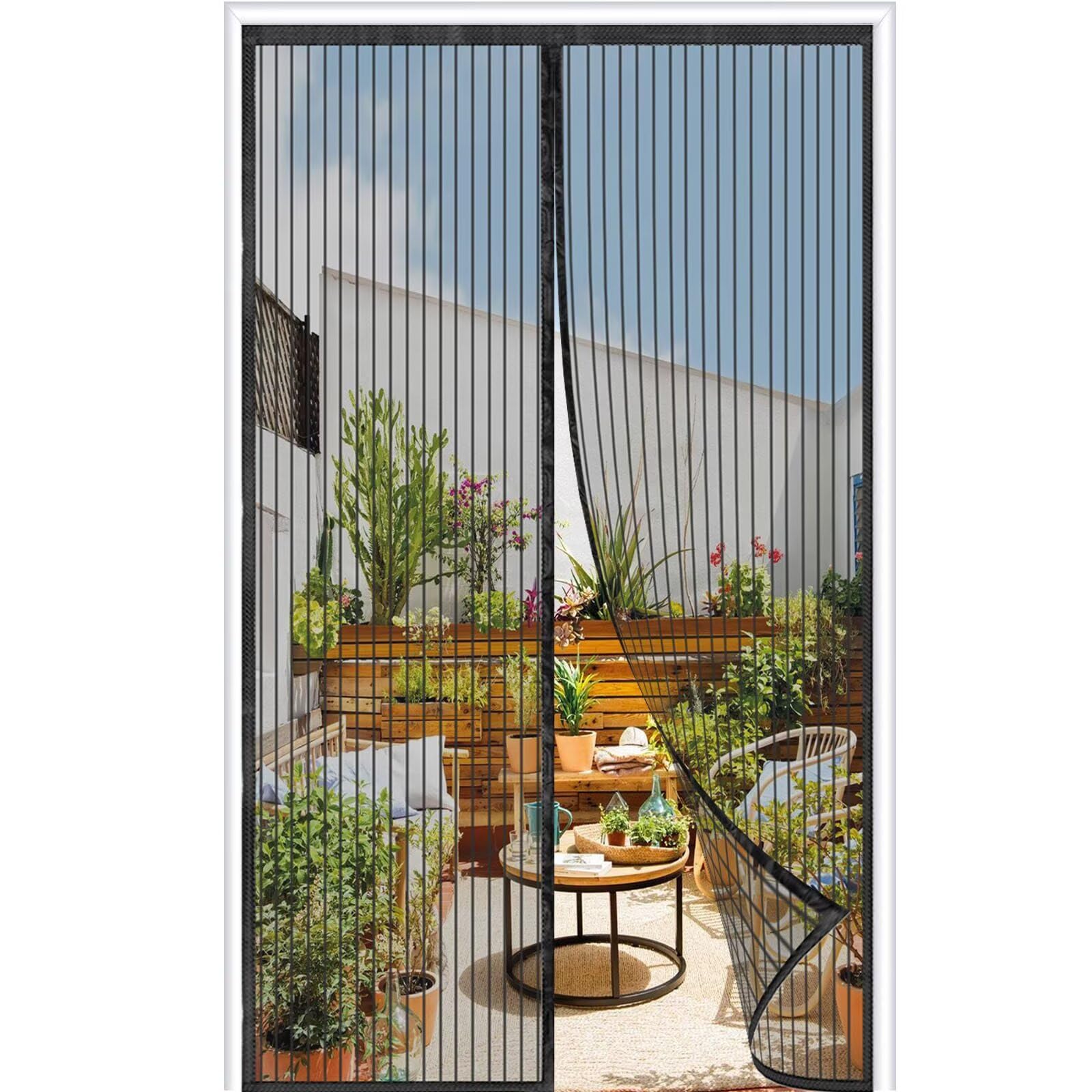 Orumrud Black Magnetic Fly Screen Door 75 X 210Cm,Mesh Curtain,32 Magnet，Magnetic Top-To-Bottom Seal Snaps Shuts Automatically, Easy To Install Without Drilling,Keep Fresh Air In,
