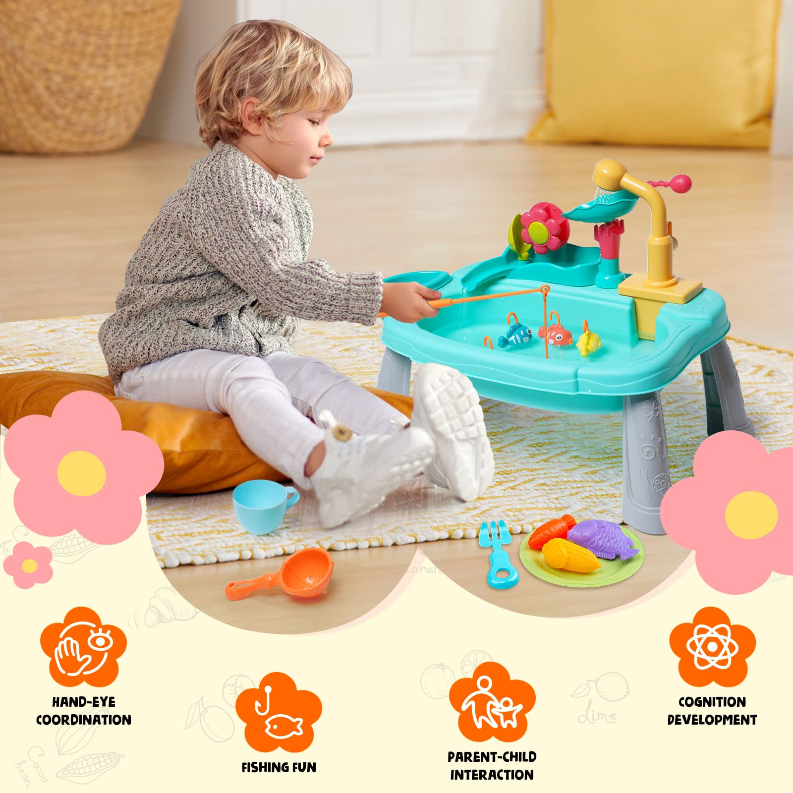 Ark miido Giocattolo per lavello da Cucina Giocattoli per lavello da Cucina, Sistema Automatico di Ciclo dell'Acqua, Giochi di finzione per Ragazze e Ragazzi