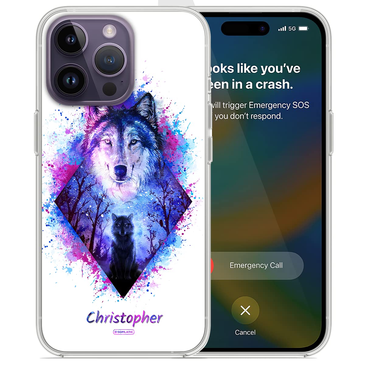 Personalized Wolf Phone Case Wild Wolves Design Cases Spirit Gifts Protective Phone Cover Compatible with iPhone 16 15 14 13 12 11 XR X XS 8 7 Plus Mini Pro Max