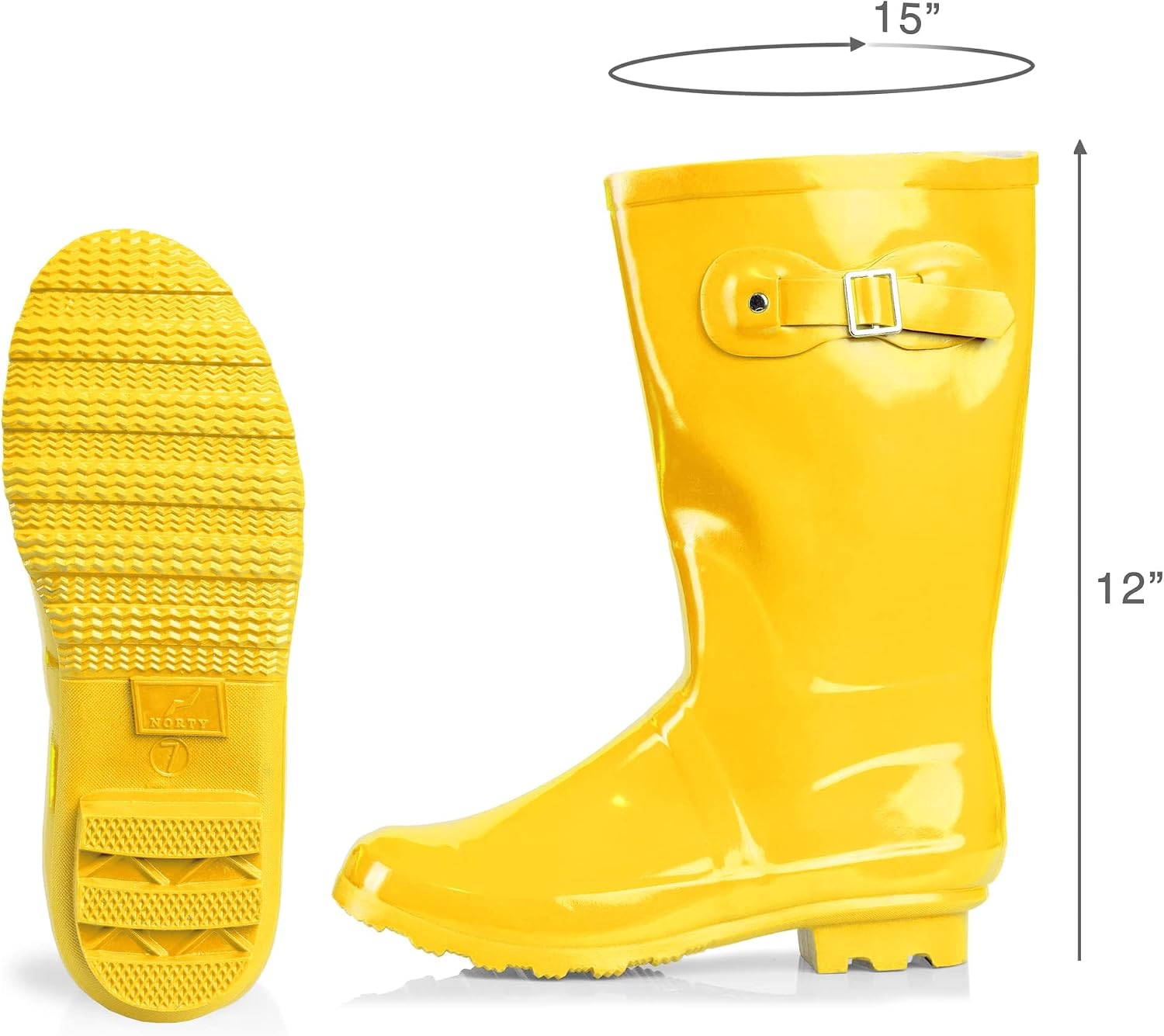 NORTY Waterproof Mid Calf Rain Boots for Women Slip Resistant 11.25" Shaft