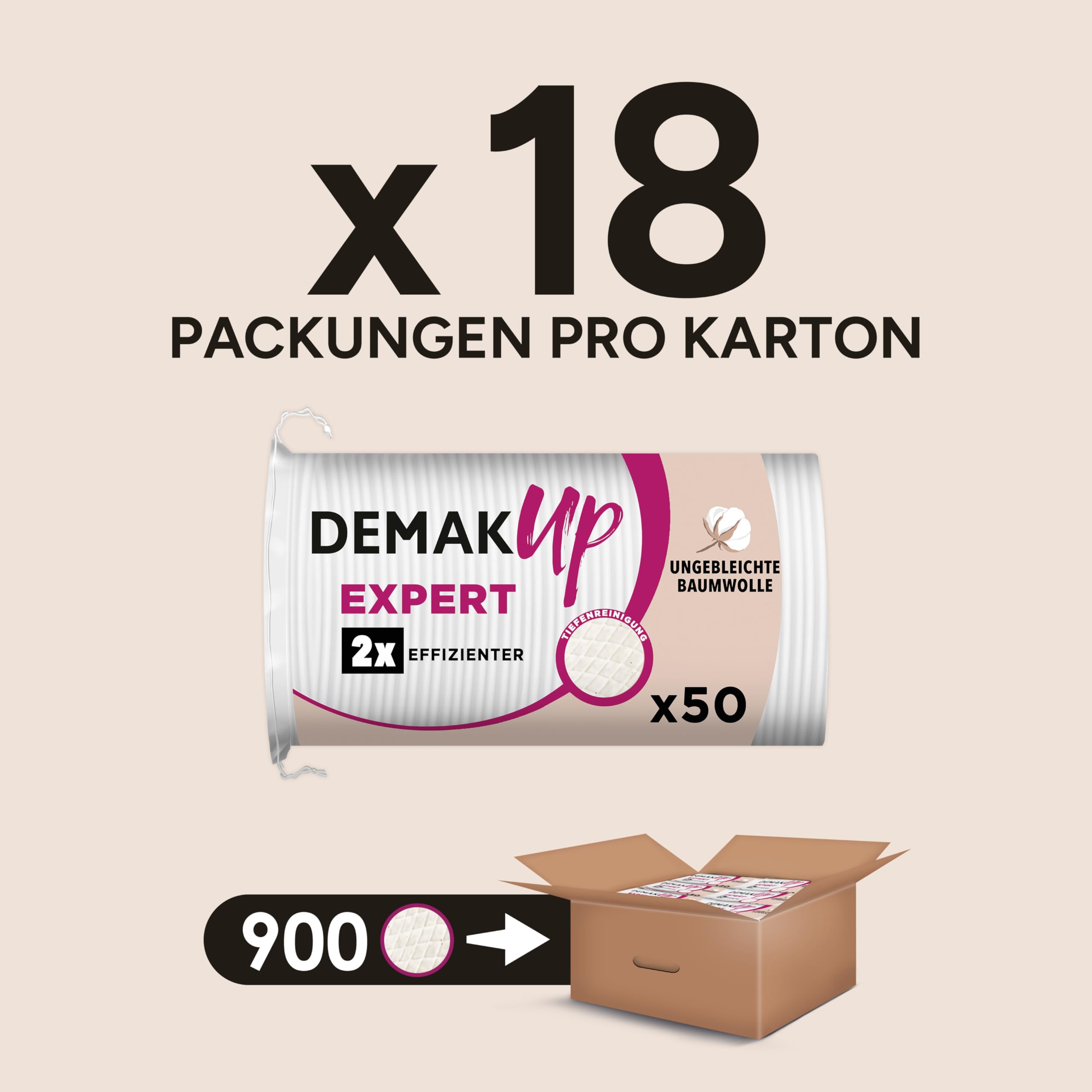 Demak'Up Expert oval Wattepads Mega Pack 18 Packungen 50 Pads