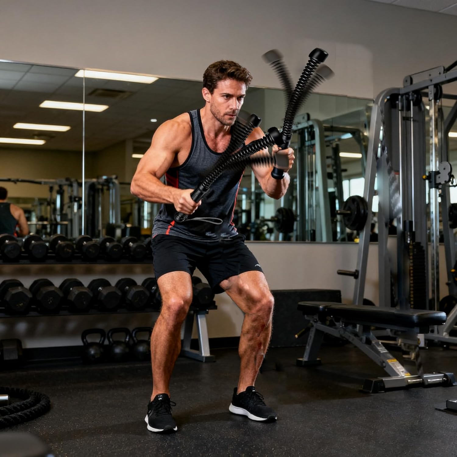 Ropeless Battle Rope - HIIT Weight Training, Multi-functional Home and Travel Exercise Equipment, Unisex Exercise Training Battle Rope Fitness Equipment with Anti-slip Tape