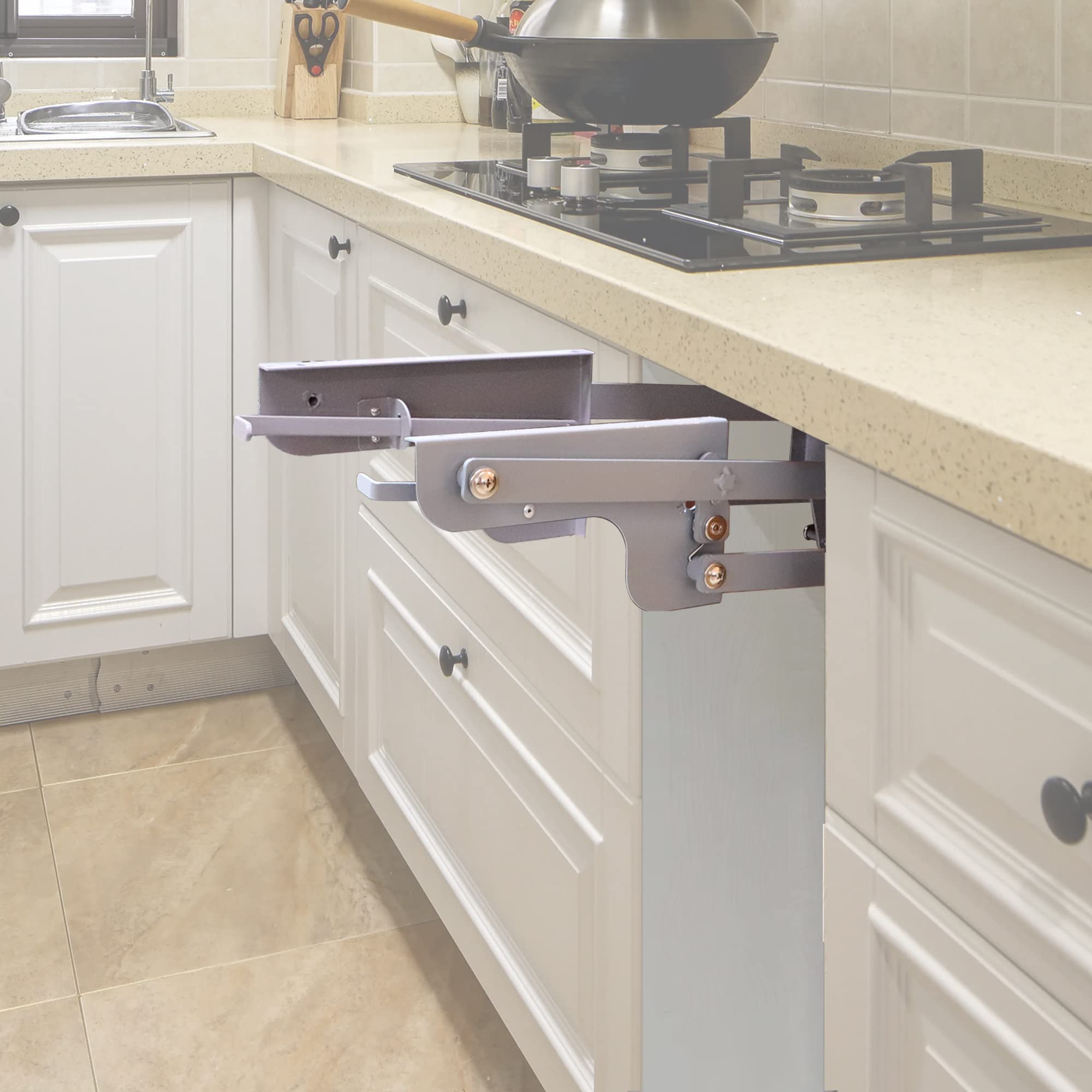 Wairool Heavy Duty Spring Assisted Lift Kitchen Mechanism,Kitchen Appliance Load Lift System with Automatic Locking Mechanism.Maximum Load Capacity is 55 lbs.