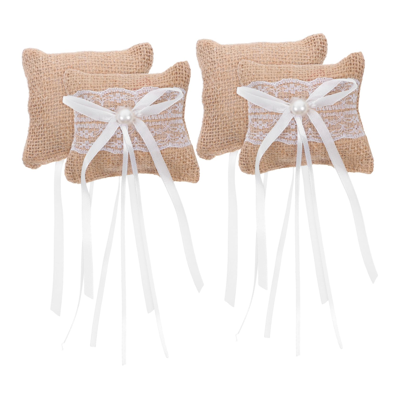 Alipis 4pcs Rustic Lace Ring Cushion for Wedding Ceremony Engagement Proposal Photography Props Charming Pillow Holders for Special Occasions