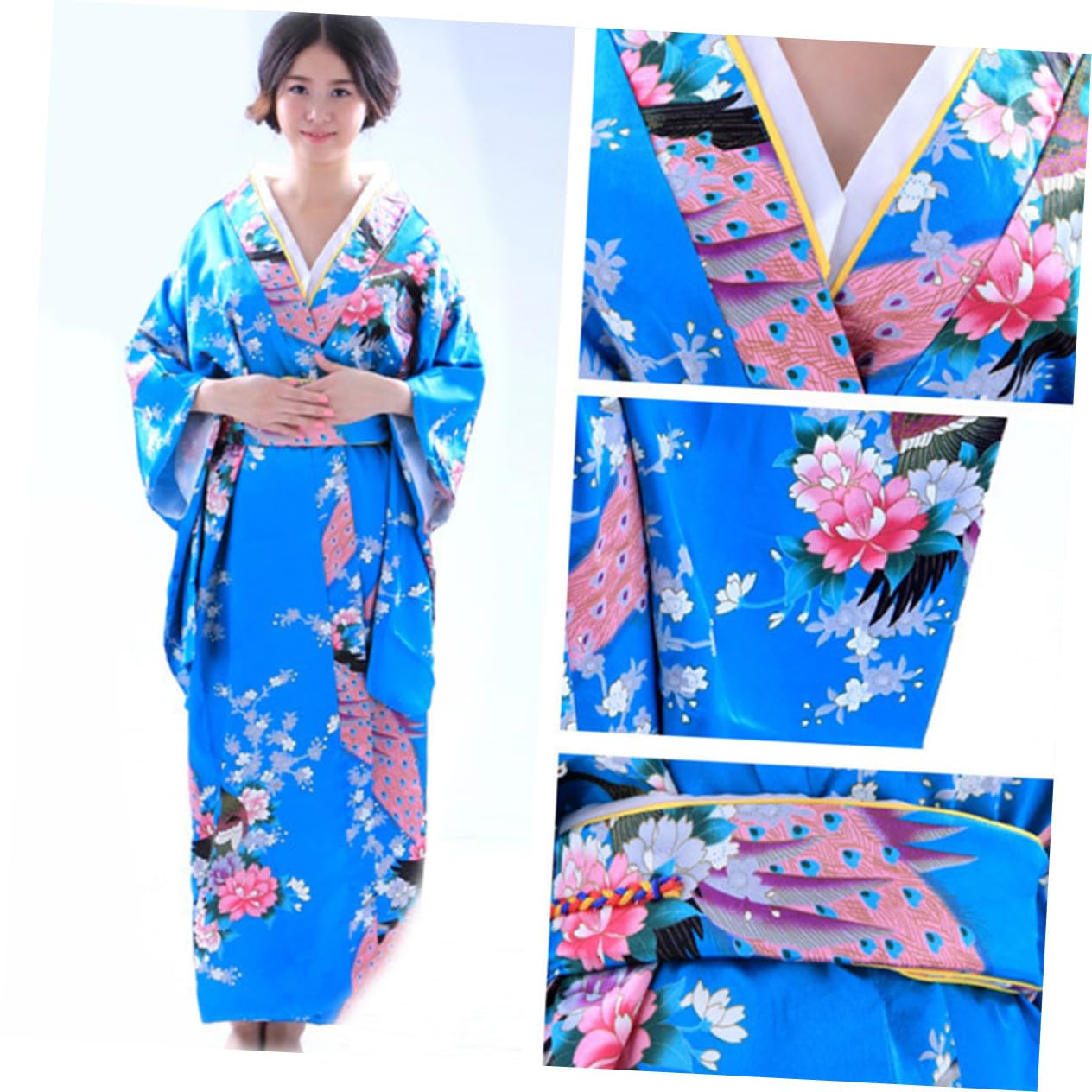 VANZACK Kimono Traditionnel Rouge pour Femme Robe de Bain Soie Synthétique Peignoir pour Nuit Fête et Unique Xl