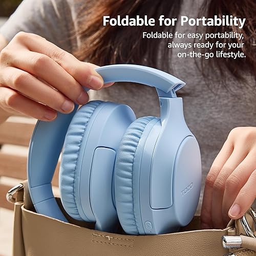 Miniatura 6 de TOZO HA1 Auriculares Bluetooth 5.4 sobre la oreja, 70 horas de reproducción con micrófono, auriculares plegables inalámbricos, sonido estéreo de