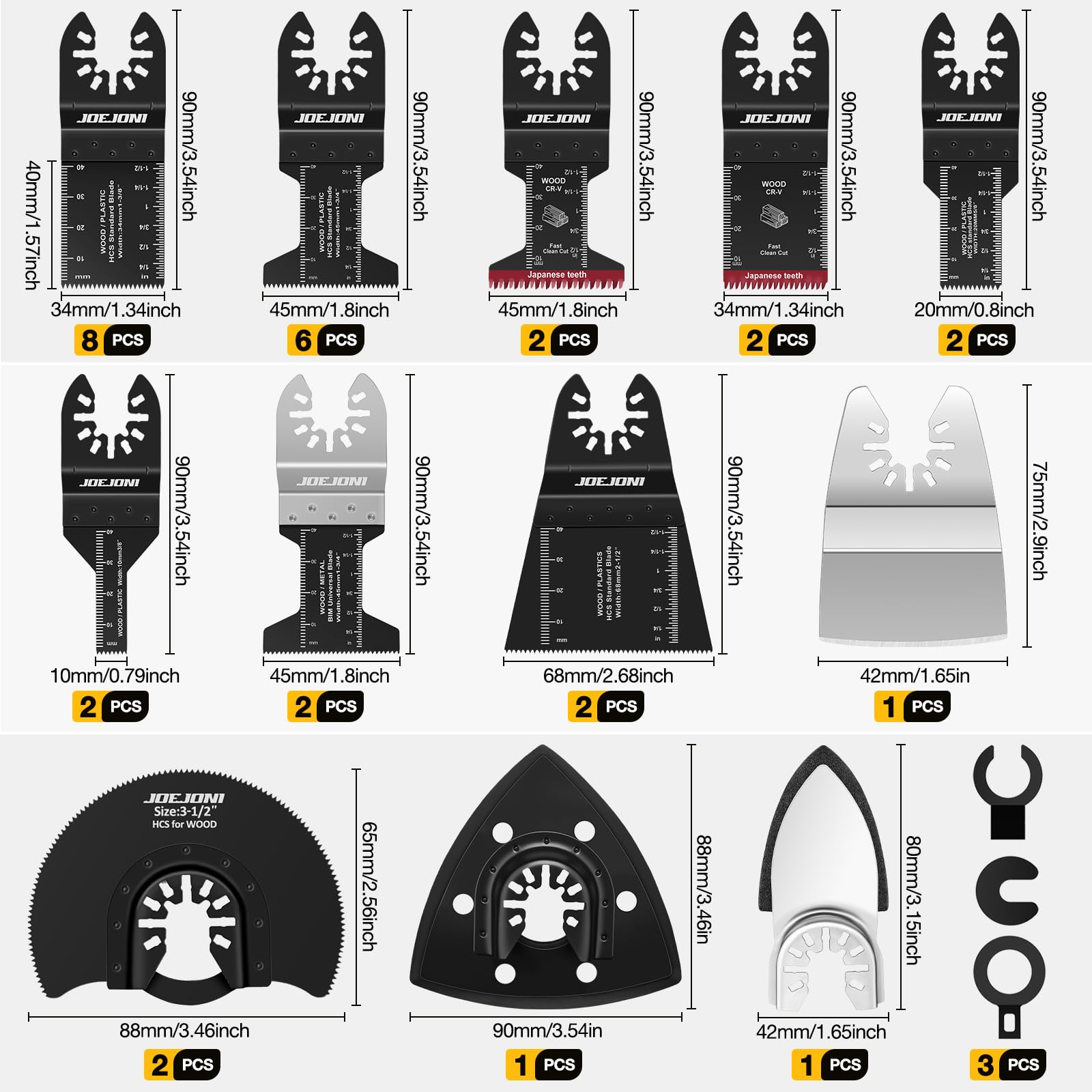 JOEJONI 134PCS Oscillating Saw Blades Set, Universal Multi Tool Blades, Oscillating Tool Accessories for Metal Wood - Image 4