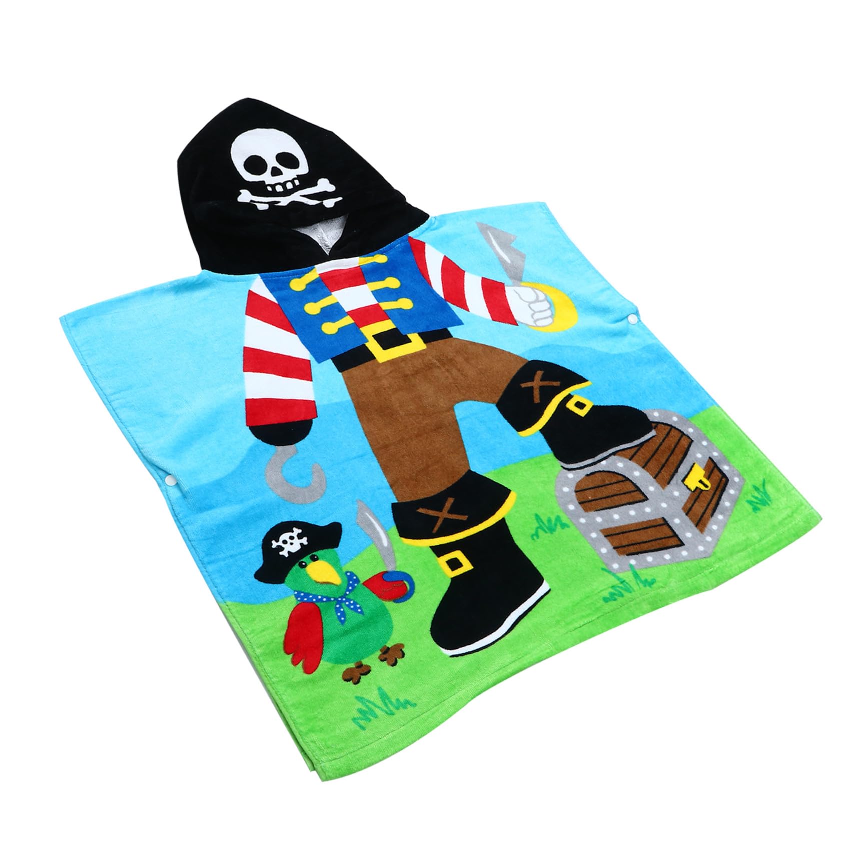 Kinderbadetuch mit Kapuze und Cartoon Seefahrer Motiv Saugfähiges Baumwoll Badetuch Hautfreundlich und Schnell Trocknend für Sommerferien