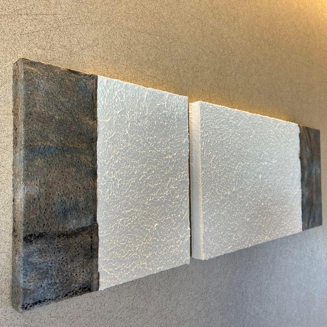 【和紙×漆喰】ファブリックパネル 2枚組 和モダン　アート インテリアボード 和紙×漆喰】 ファブリックパネル 2枚組 和モダン アート インテリアボード