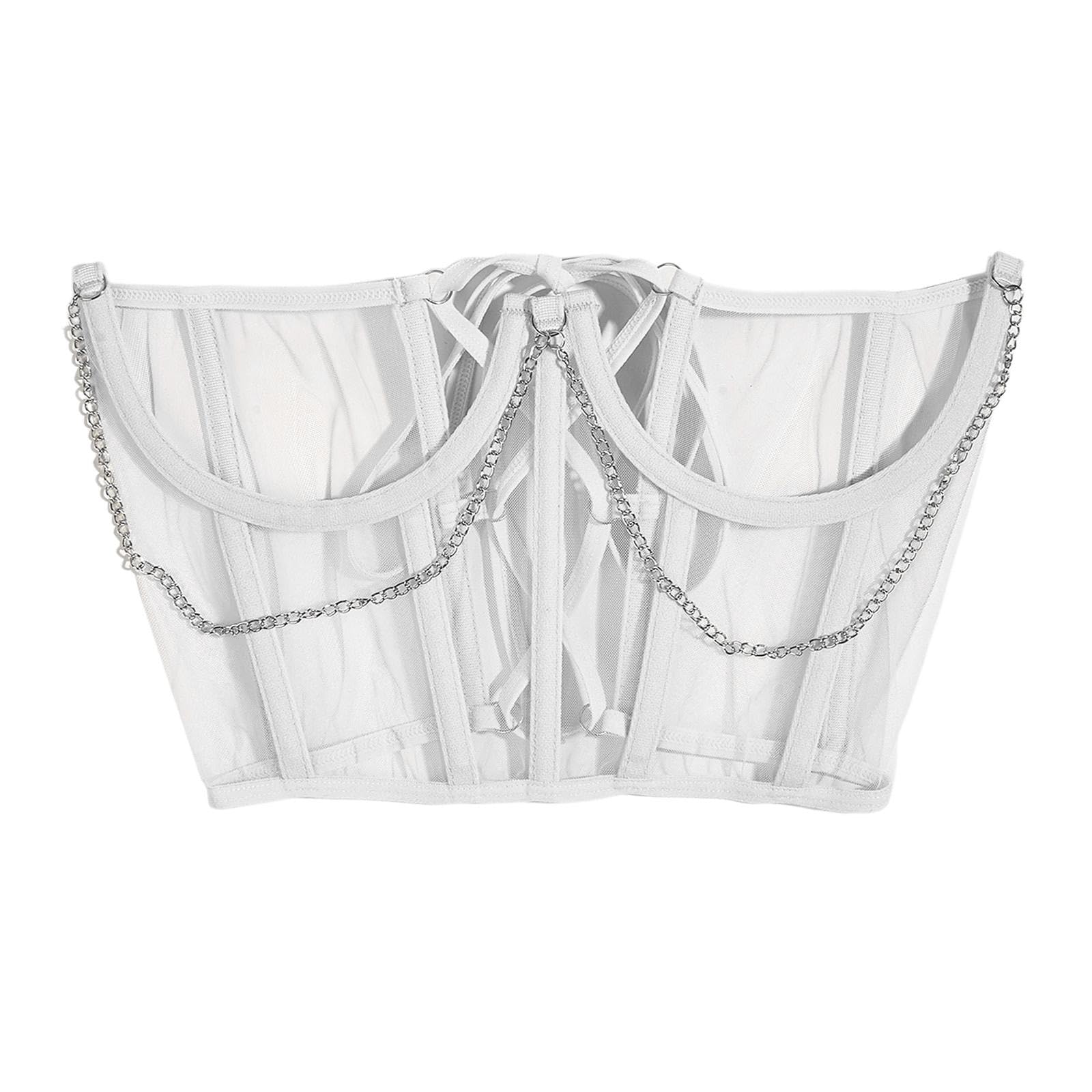 Lace Corset Belt Waistband Girdle Adjustable Push up Boned Wide Belt White-image-21