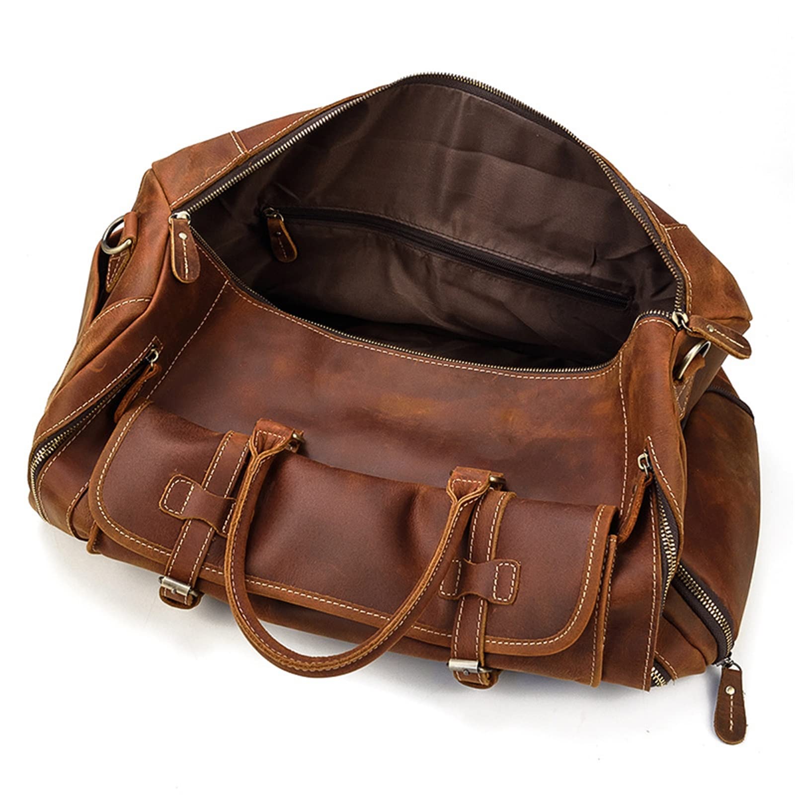 Bolso de Equipaje de Mano para Hombre Bolsos de Viaje Cuero Bolsos for Hombros para Mujeres Hombres